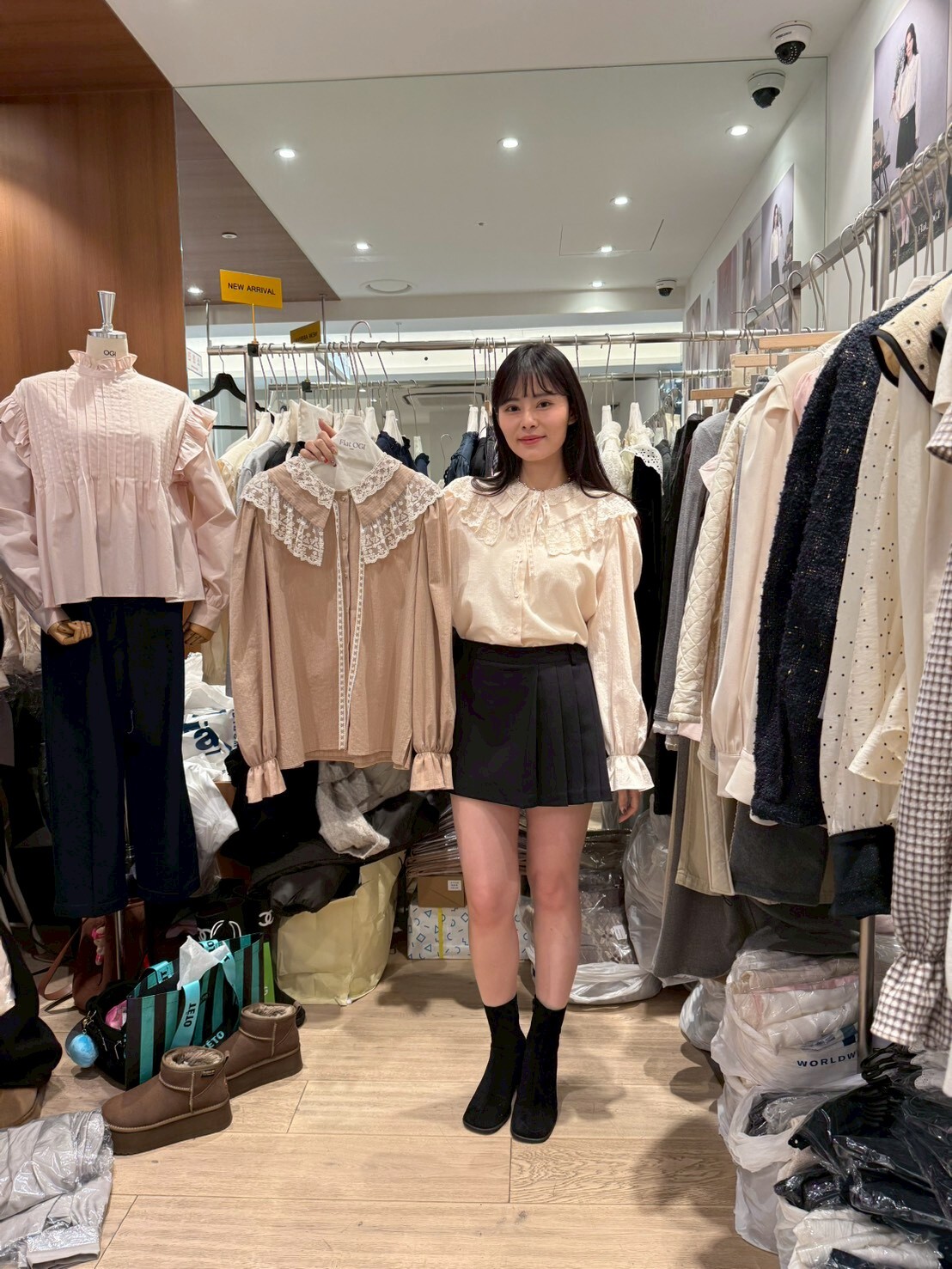 OG5411 蕾絲邊娃娃反領直紋上衣