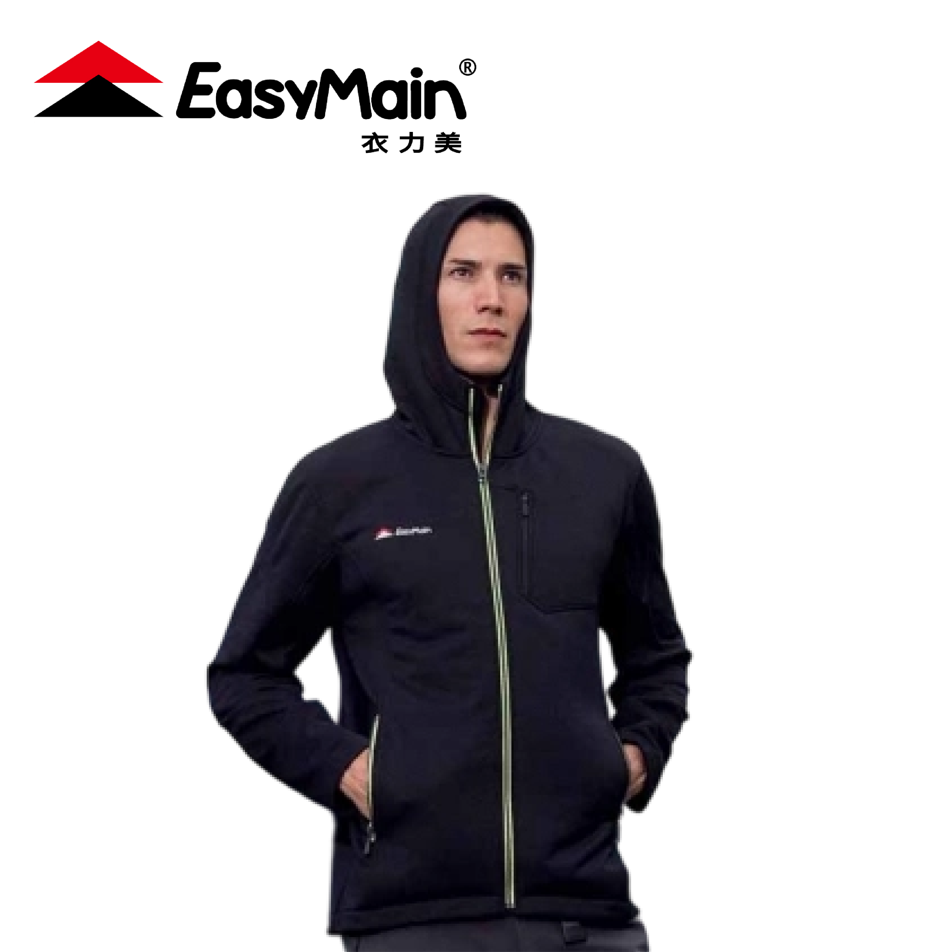 EasyMain 衣力美 專業保暖連帽外套 男款 (黑色) 04EMC1697
