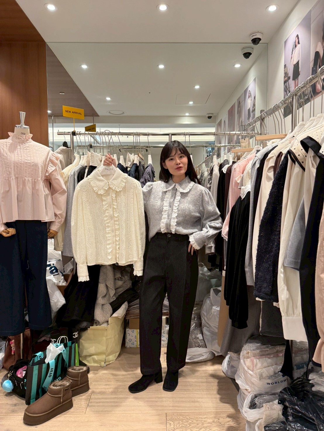 OG5434 通花織布花邊恤衫