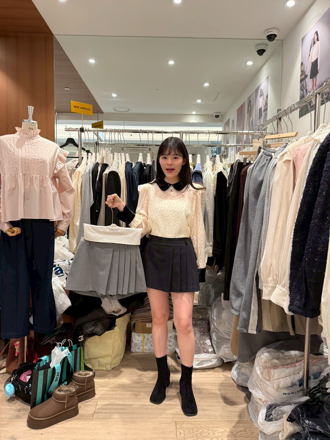 OG5403 拼百褶短裙褲