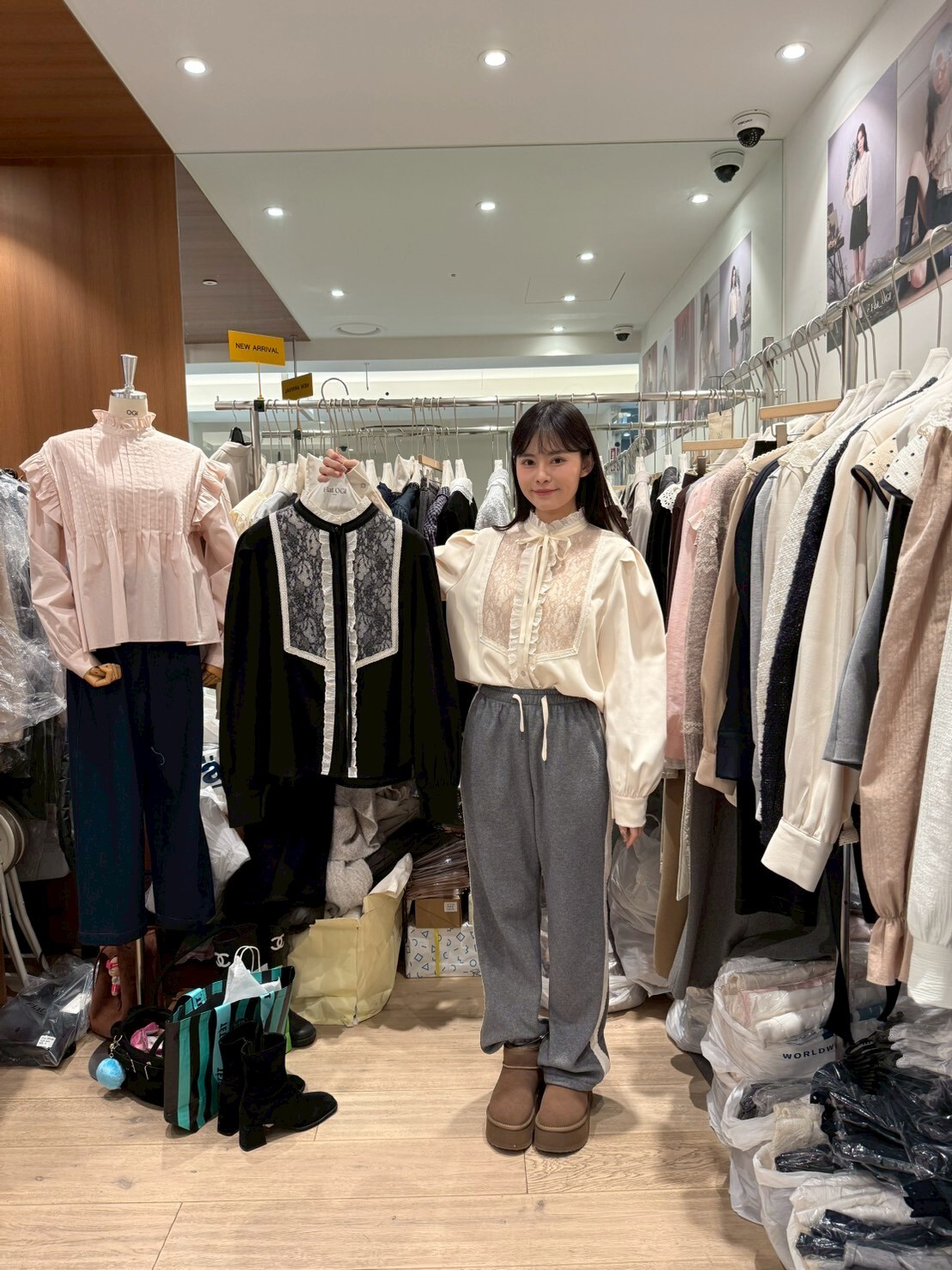 OG5418 華麗蕾絲荷葉邊立領恤衫