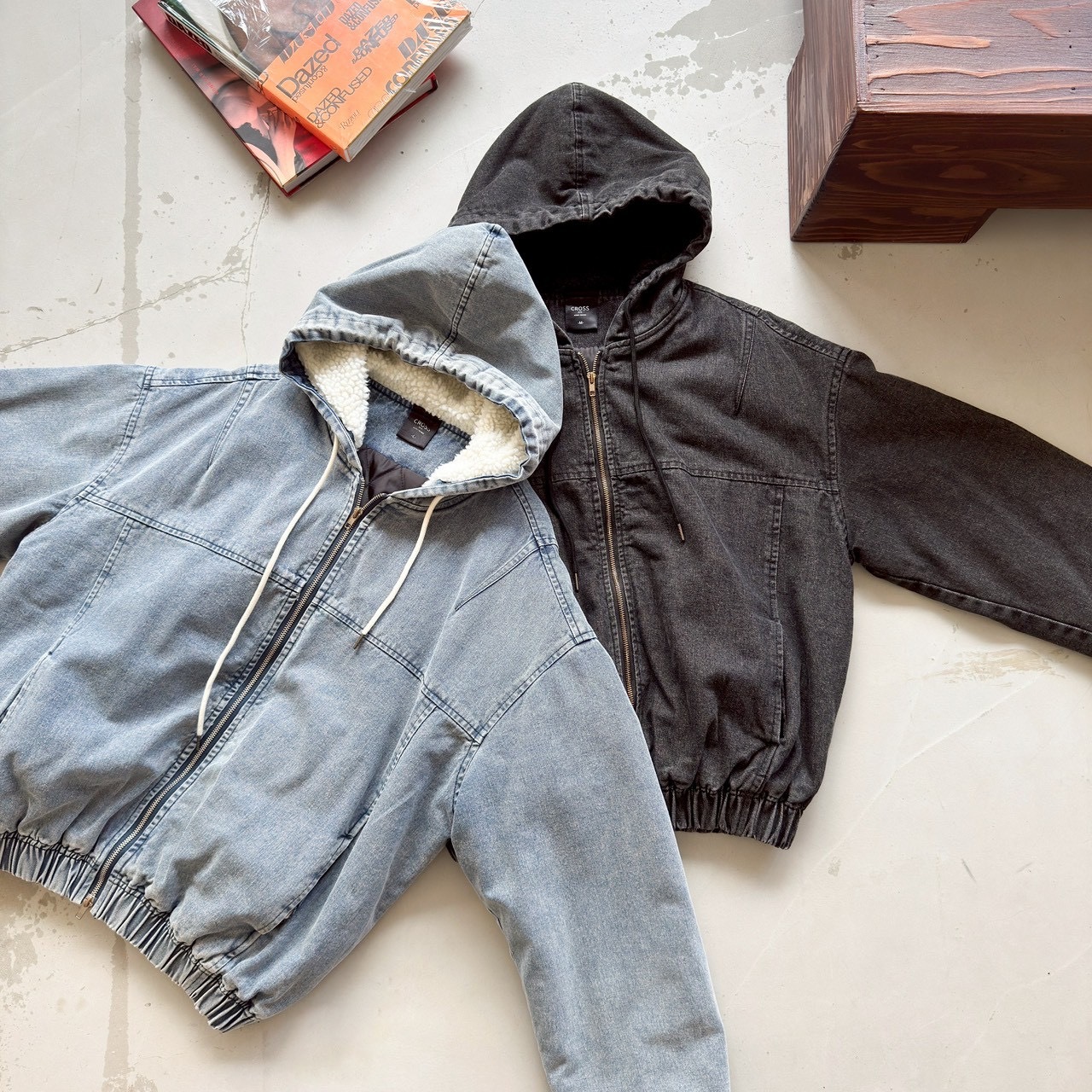 羊羔毛牛仔連帽外套(2colors)