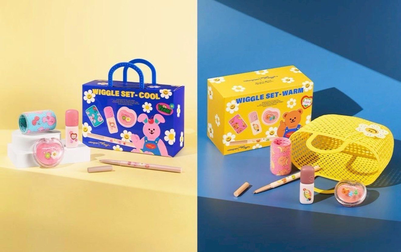韓國 Colorgram x Wiggle Wiggle 限量聯名款 唇釉 腮紅 瀏海髮捲 臥蠶筆 飾品 置物籃 彩妝組