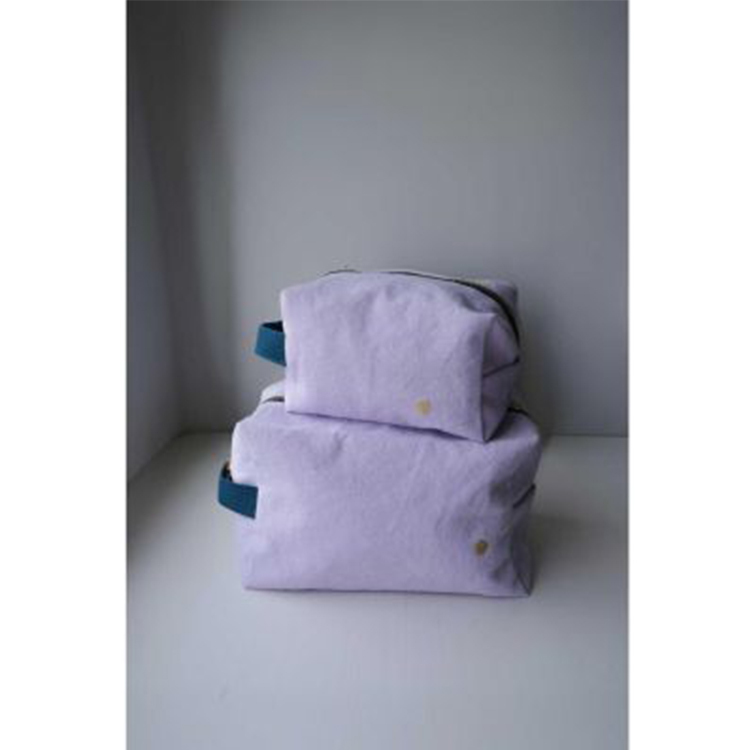 (預購3/31)法國La cerise sur le gâteau 有機棉防水手提立體收納包-粉霧丁香紫(小)