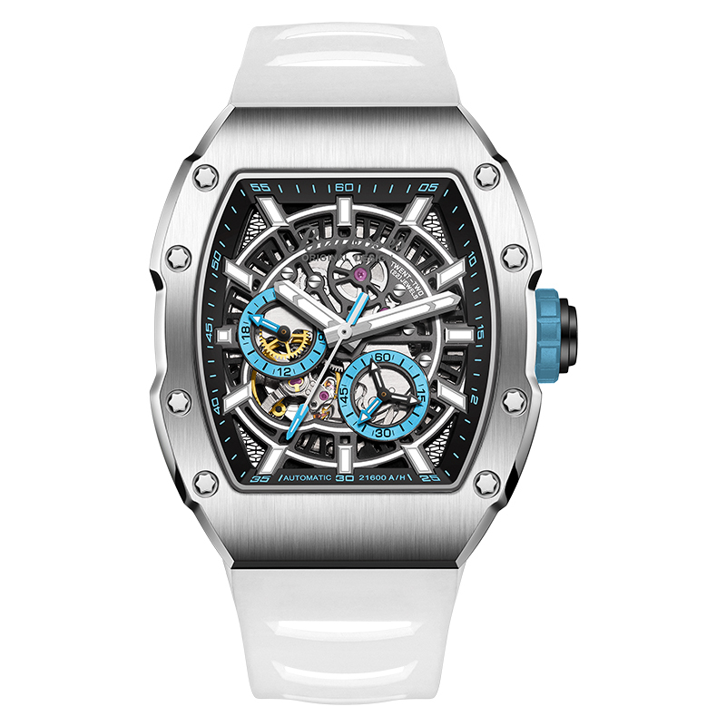 【Bruboses 巴伯思】BBS-002機甲先鋒系列 鏤空背蓋 帶日期 防水30米 夜光指針 機械 手錶