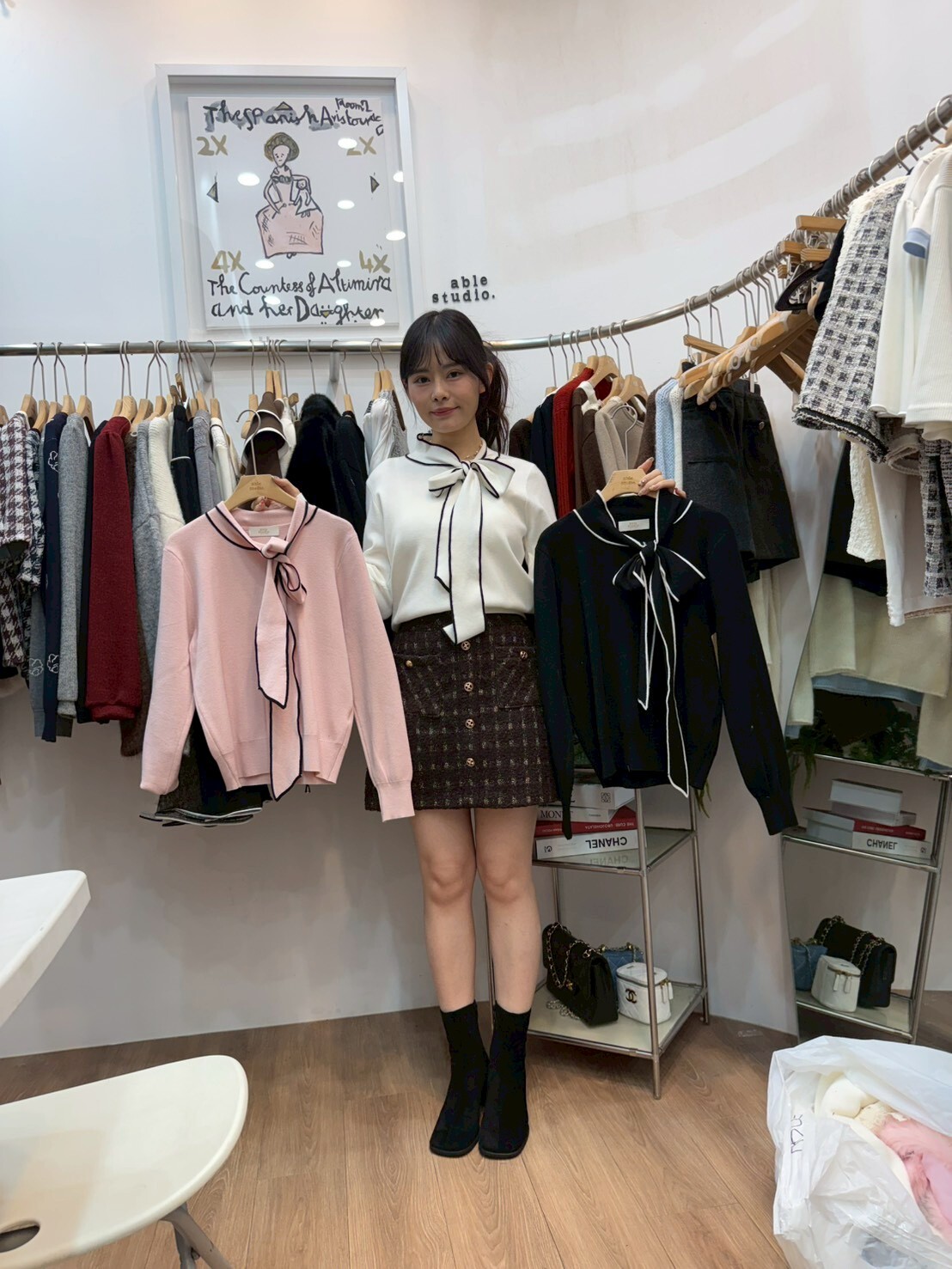 AS5446 綁帶領口針織上衣