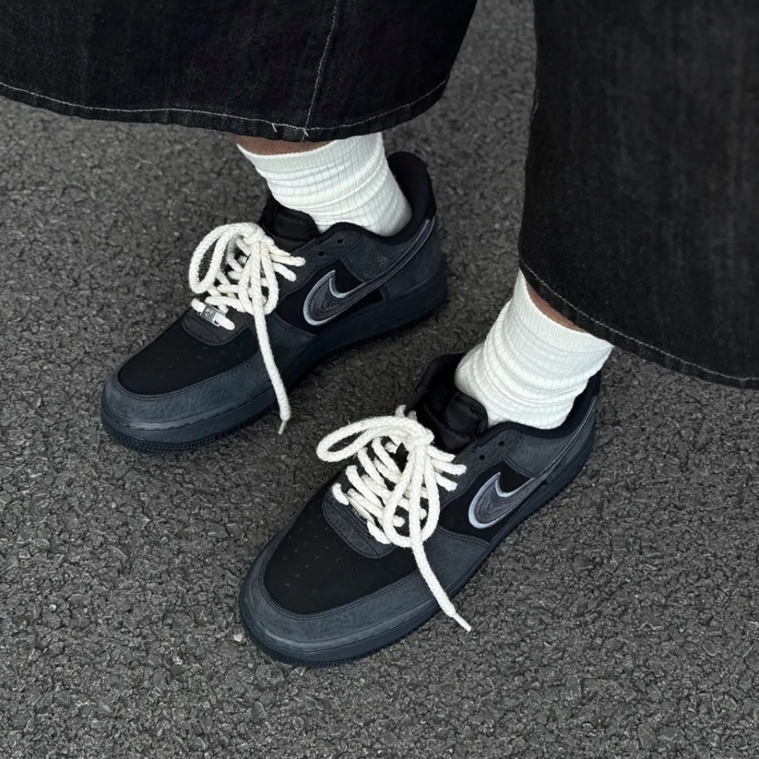 "代購" Nike Air Force 1 Low AF1 皮革 拼接 刺繡 灰黑 男女鞋 IB6842-002