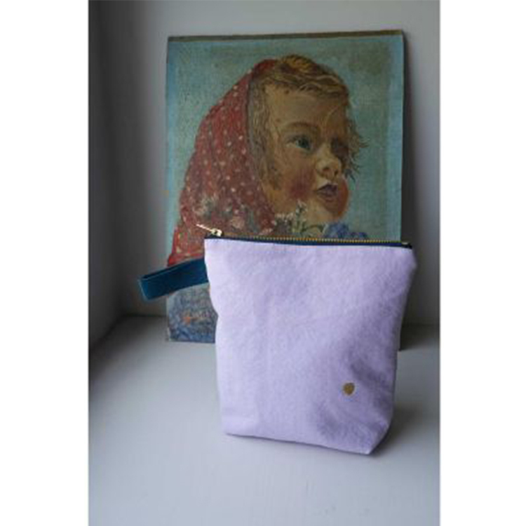 (預購3/31)法國La cerise sur le gâteau 有機棉防水手提收納袋-粉霧丁香紫(小)