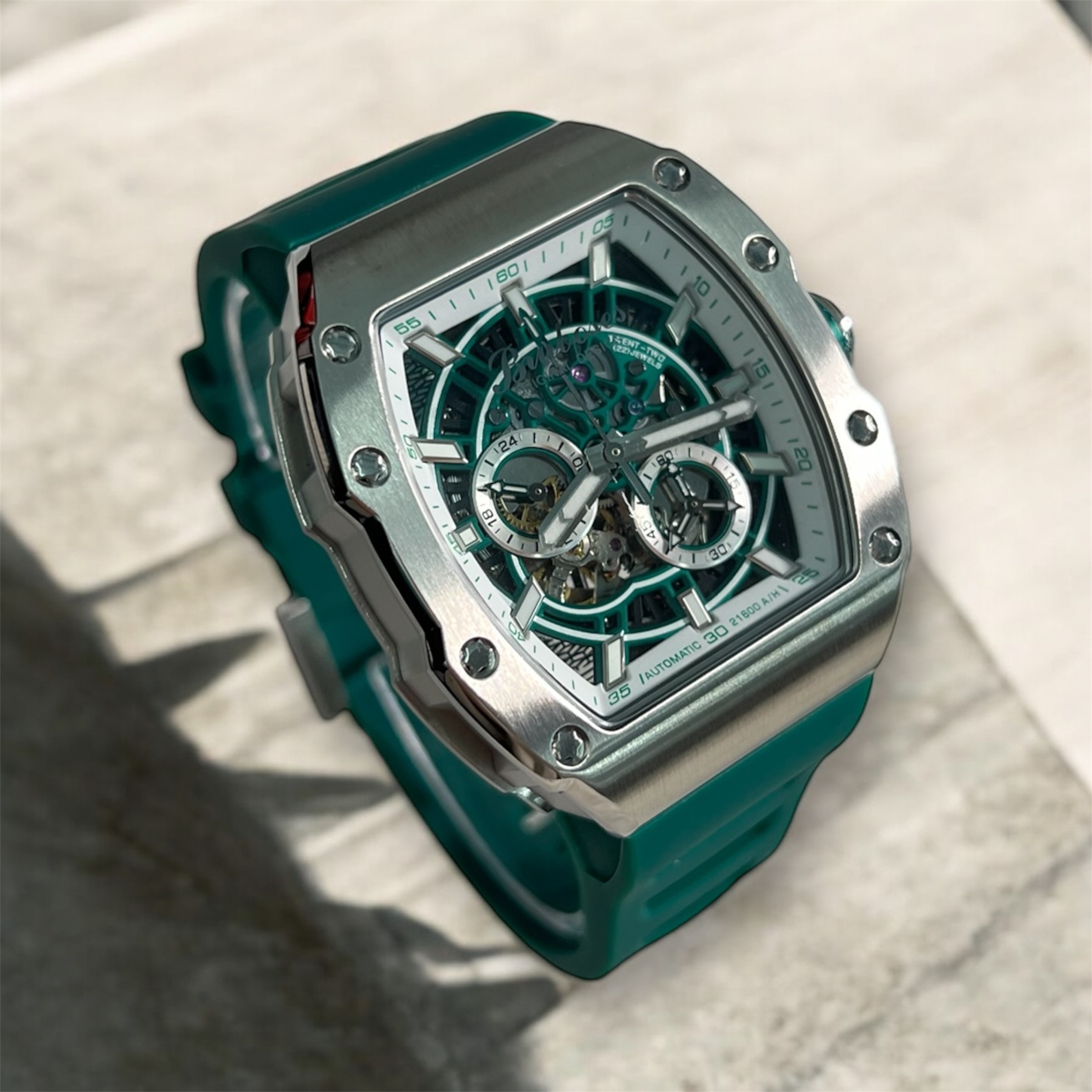 【Bruboses 巴伯思】BBS-002機甲先鋒系列 鏤空背蓋 帶日期 防水30米 夜光指針 機械 手錶