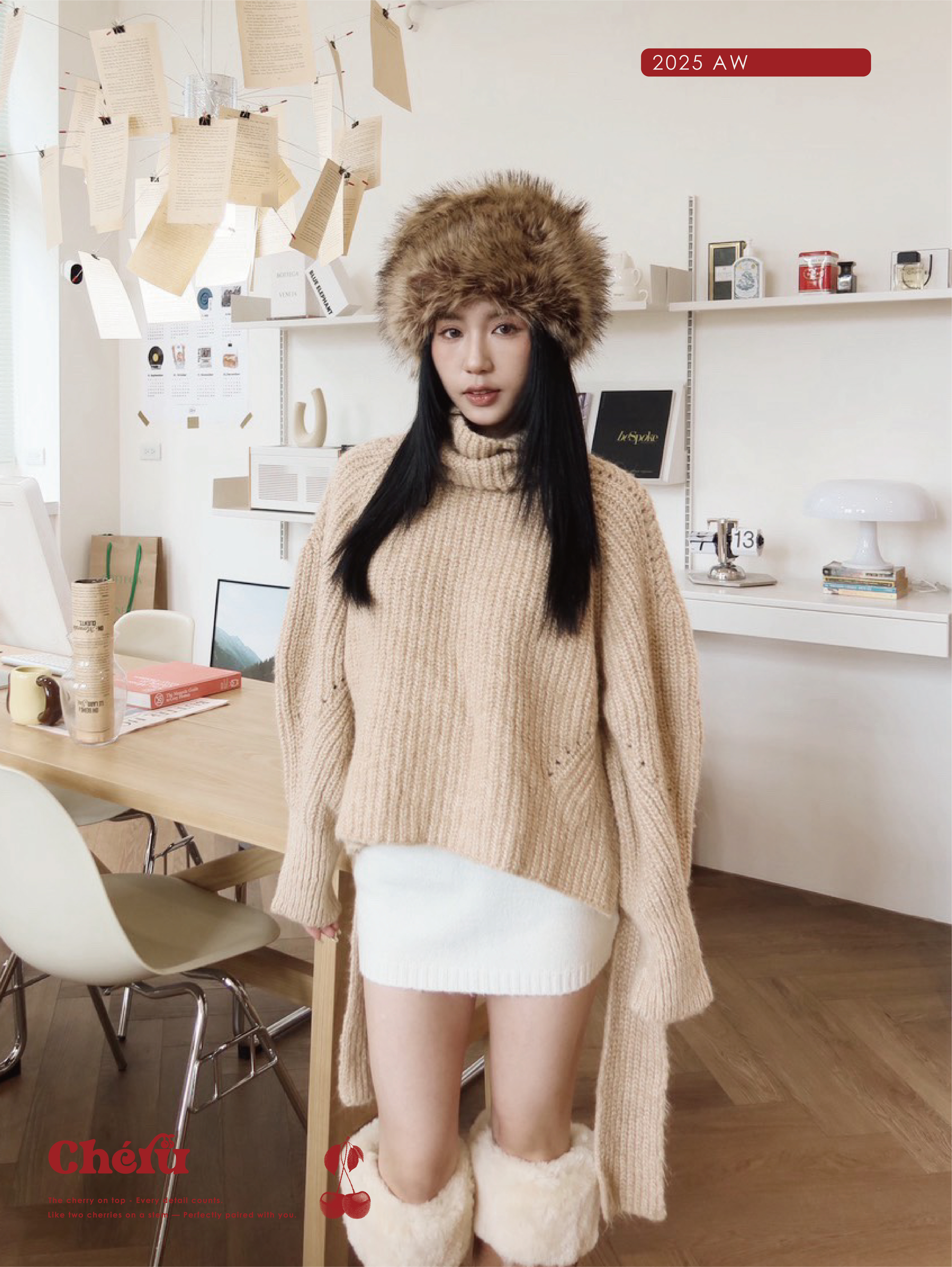 時髦短板毛衣 棕