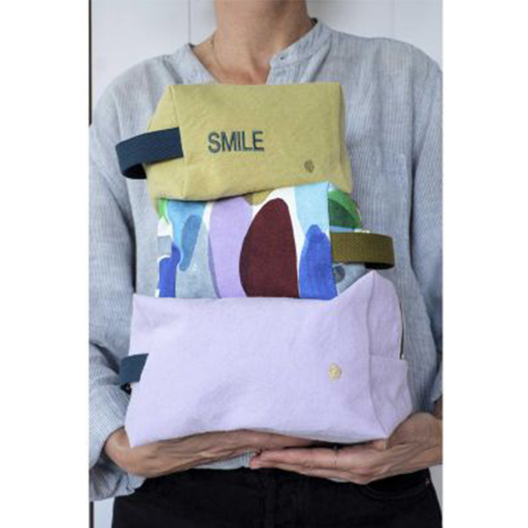 (預購4/30)法國La cerise sur le gâteau 有機棉防水手提立體收納包-粉霧丁香紫(大)