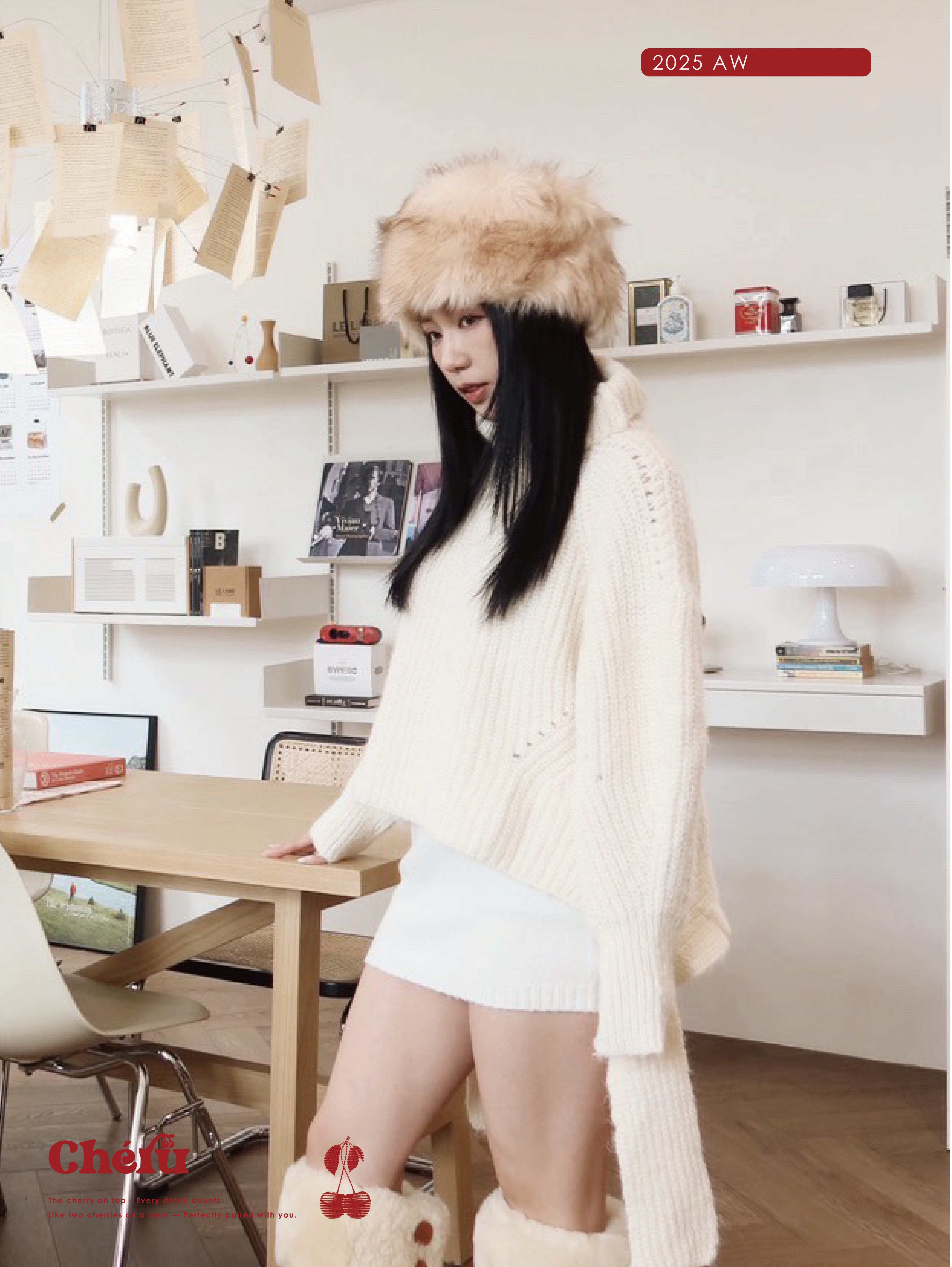 時髦短板毛衣 白