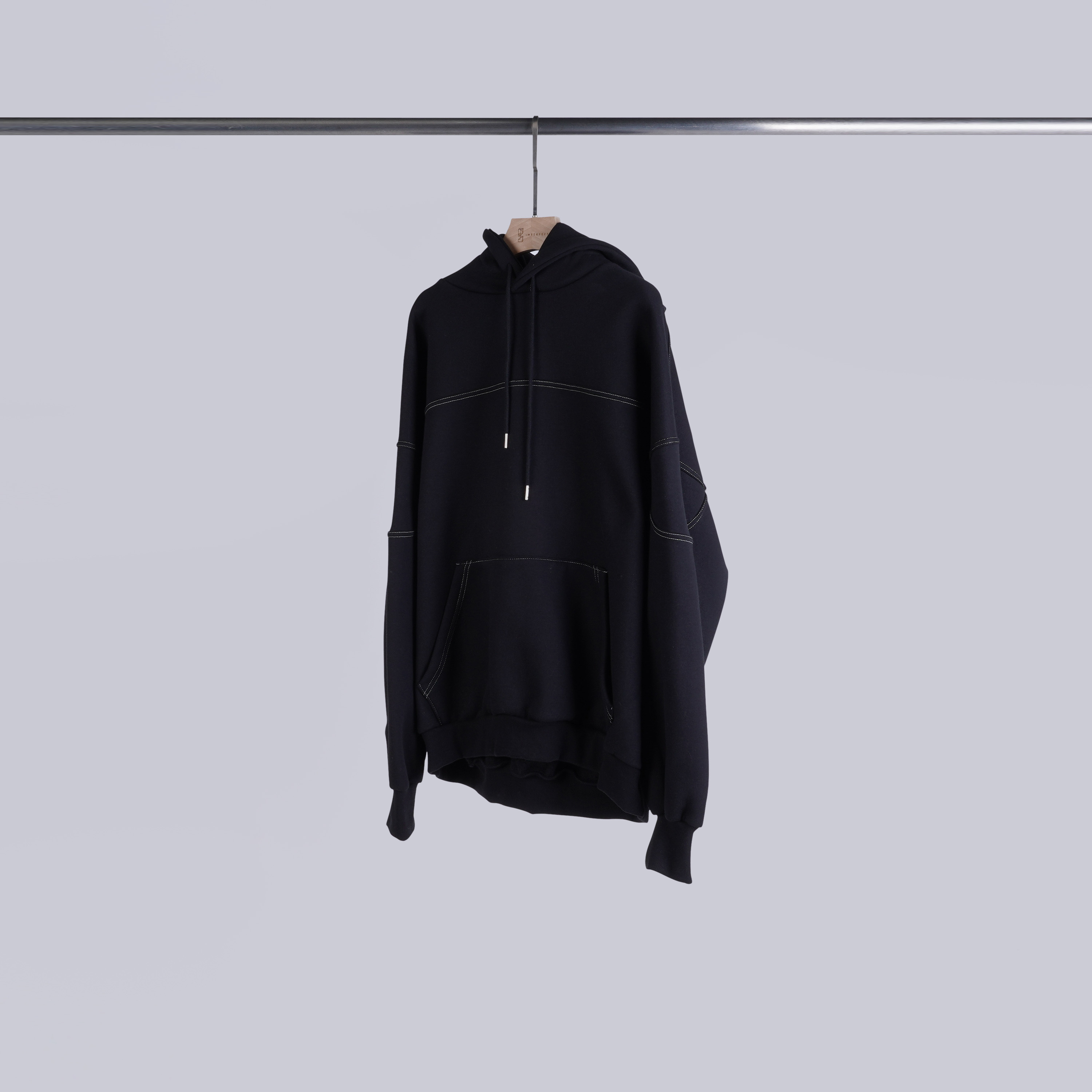 設計感立體車線連帽T | OREO黑