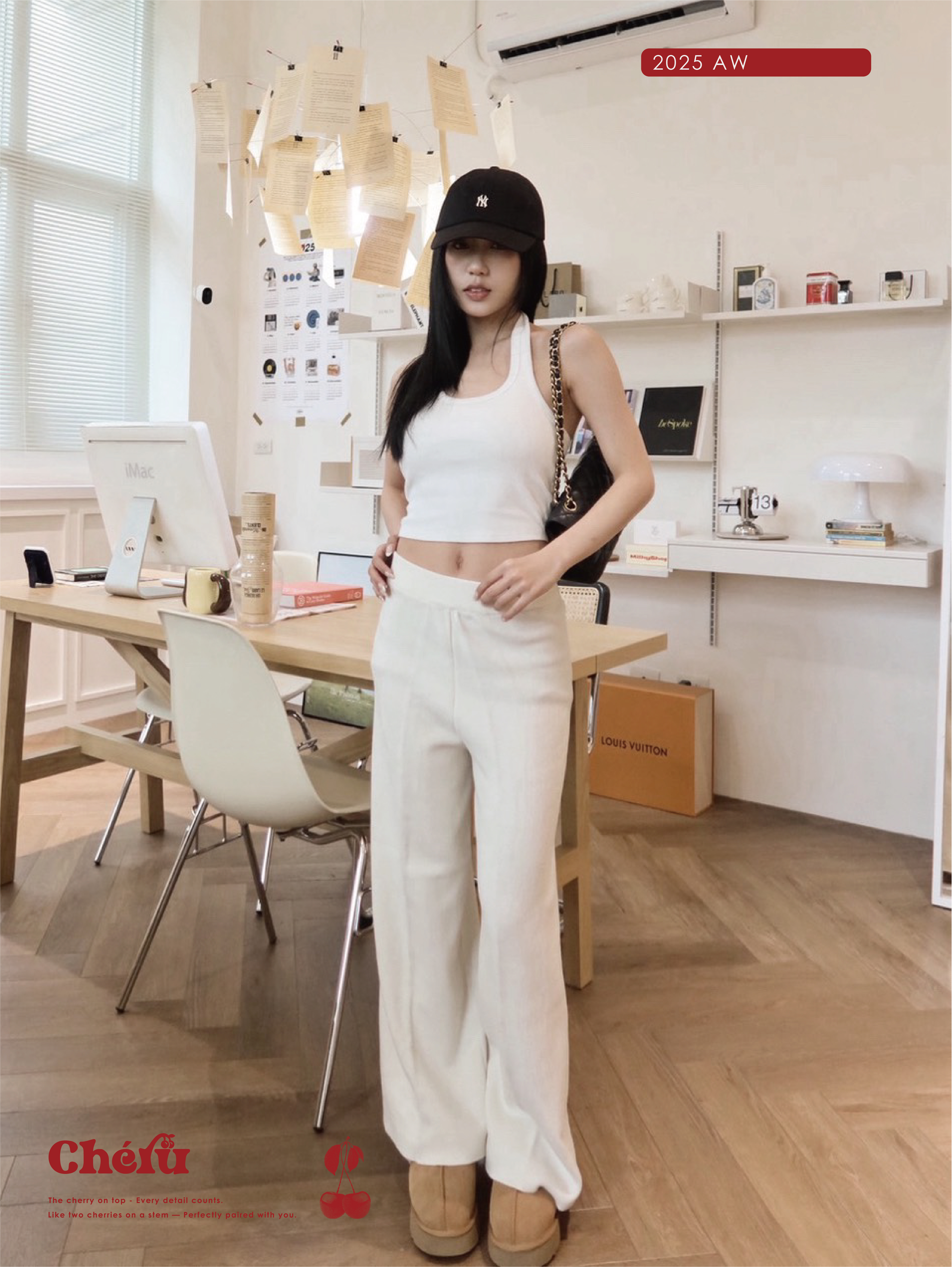 軟糯針織長褲 白