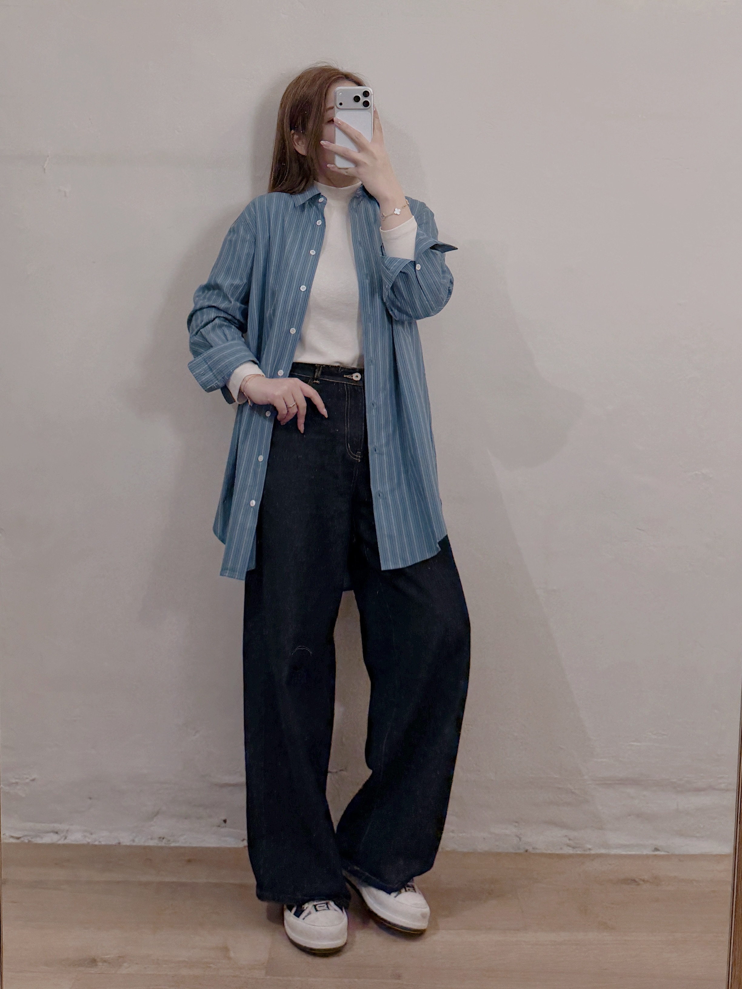 現貨 7140 深藍闊腳牛仔褲