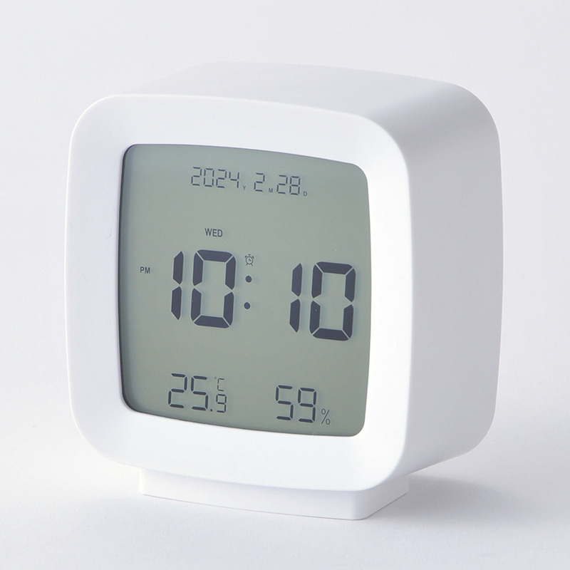 SP 電池式溫濕度計時鐘/白