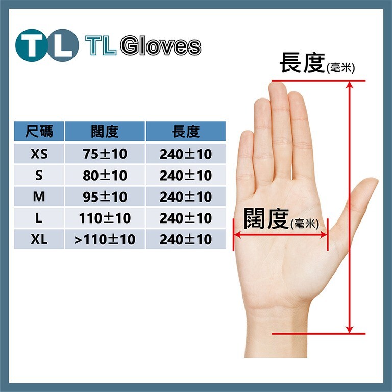 TL GLOVES - 一次性醫用無粉手套 [乳膠] - 100隻/盒