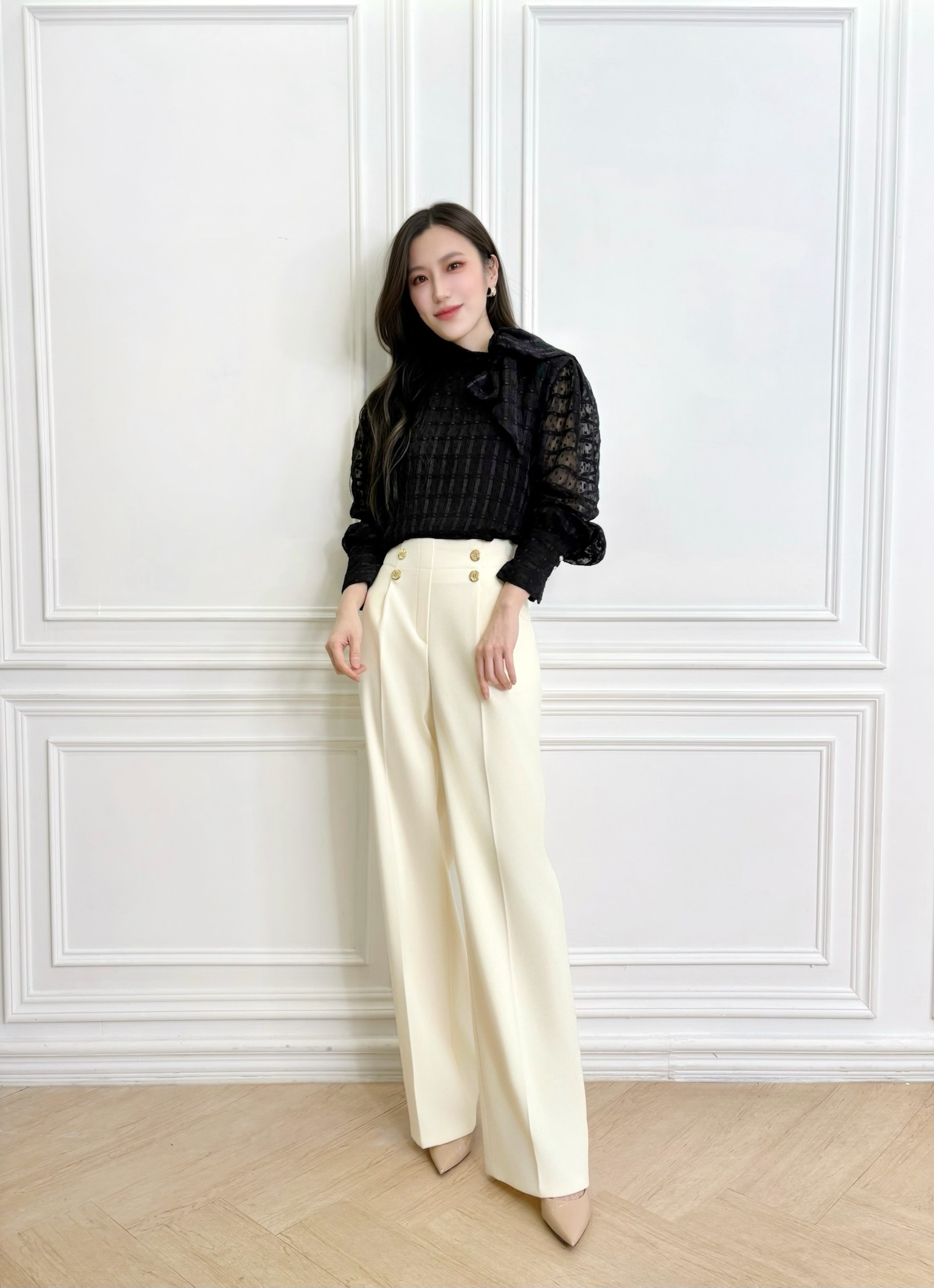 雙排金釦直筒褲-冬款