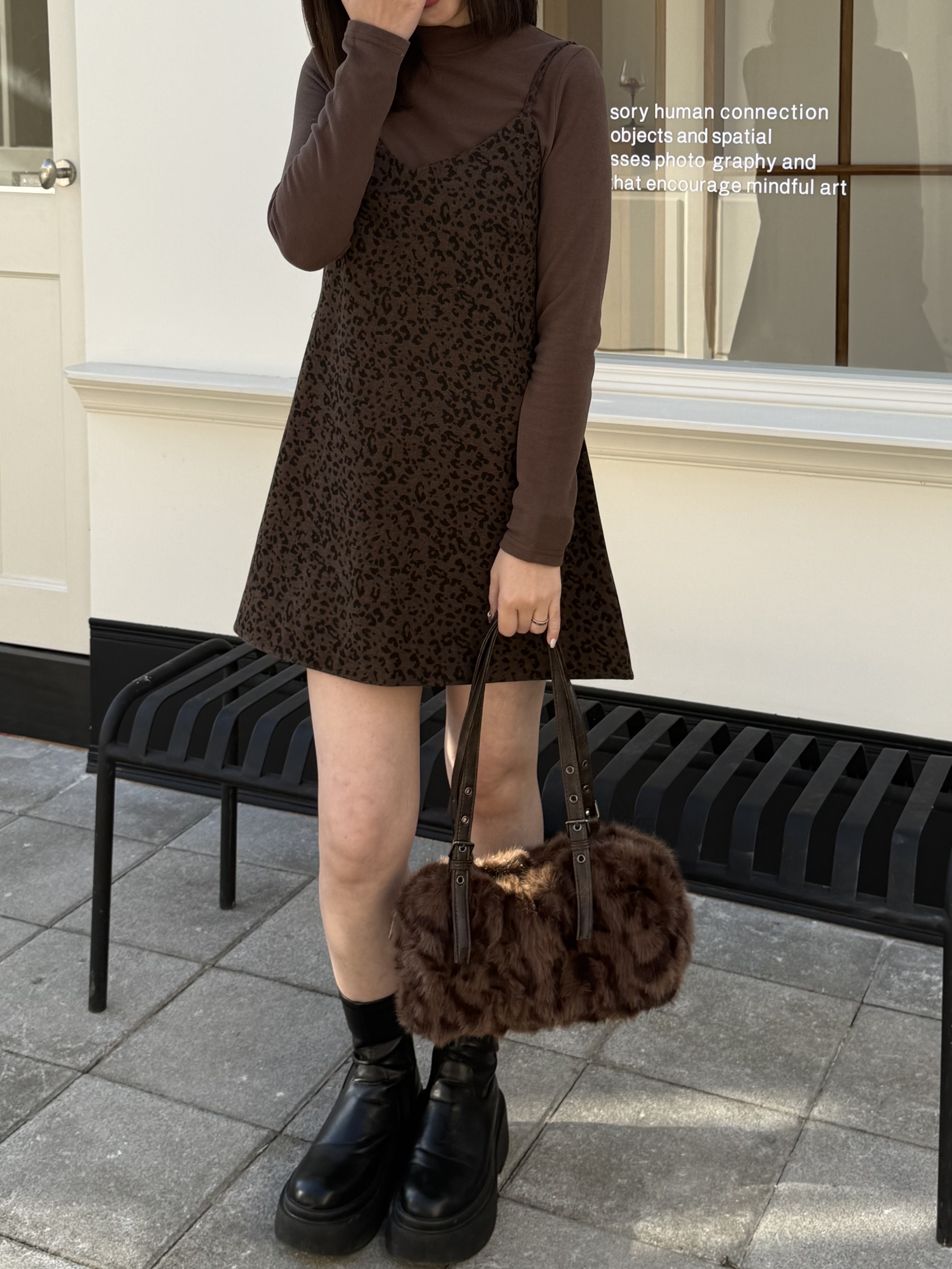 豹紋毛毛肩背包