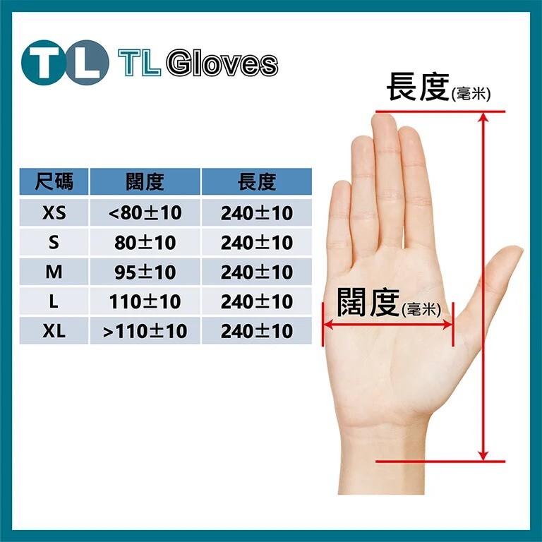 TL GLOVES - 一次性醫用無粉手套 [丁腈] - 100隻/盒