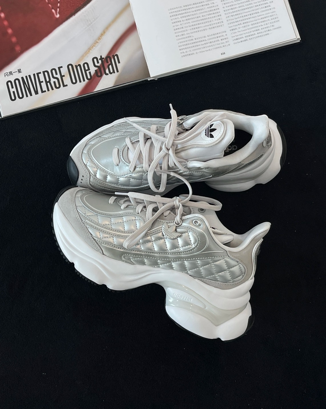 ADIDAS Originals OZVENUZ 銀色 菱格小香風 宋雨琦同款