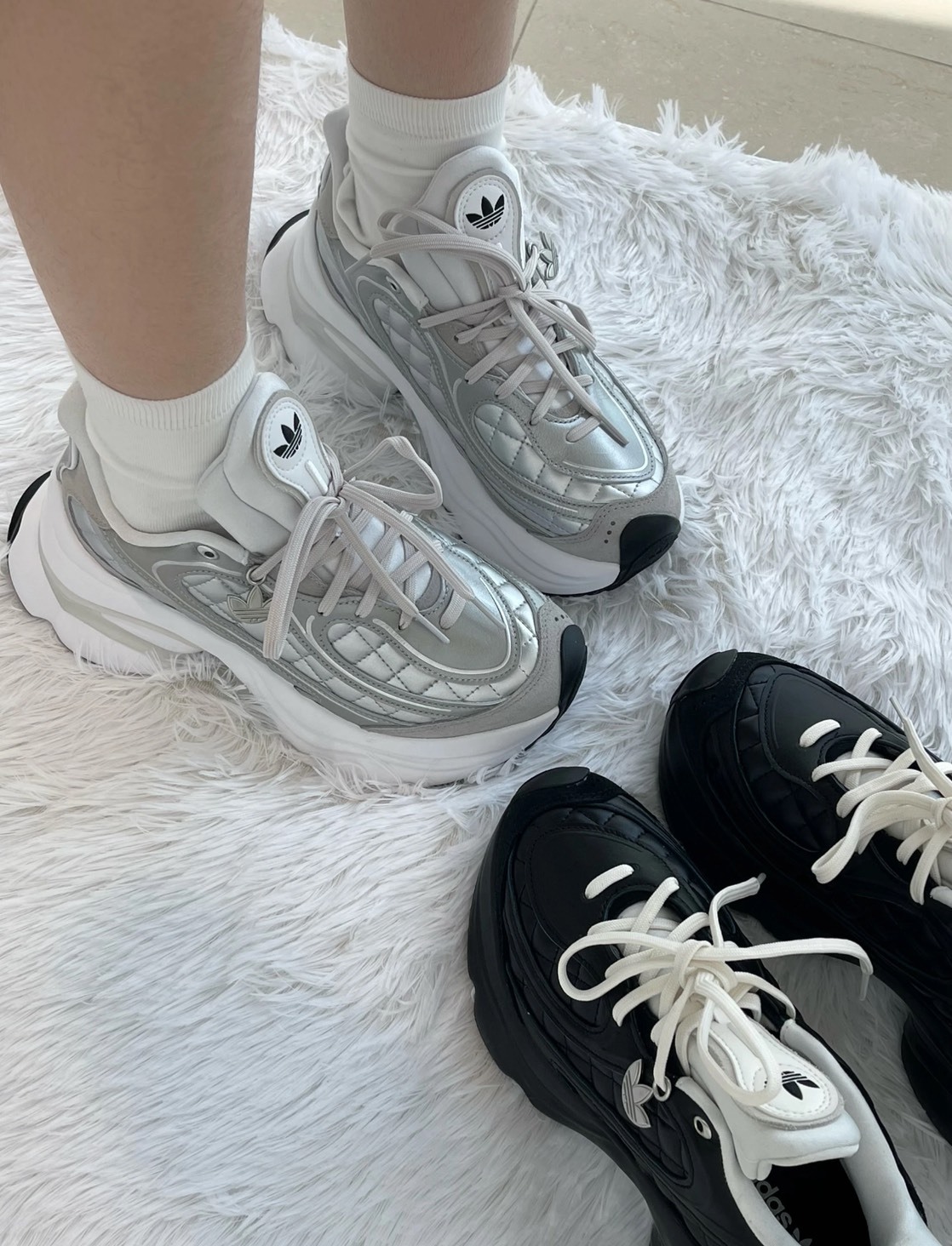 ADIDAS Originals OZVENUZ 銀色 菱格小香風 宋雨琦同款