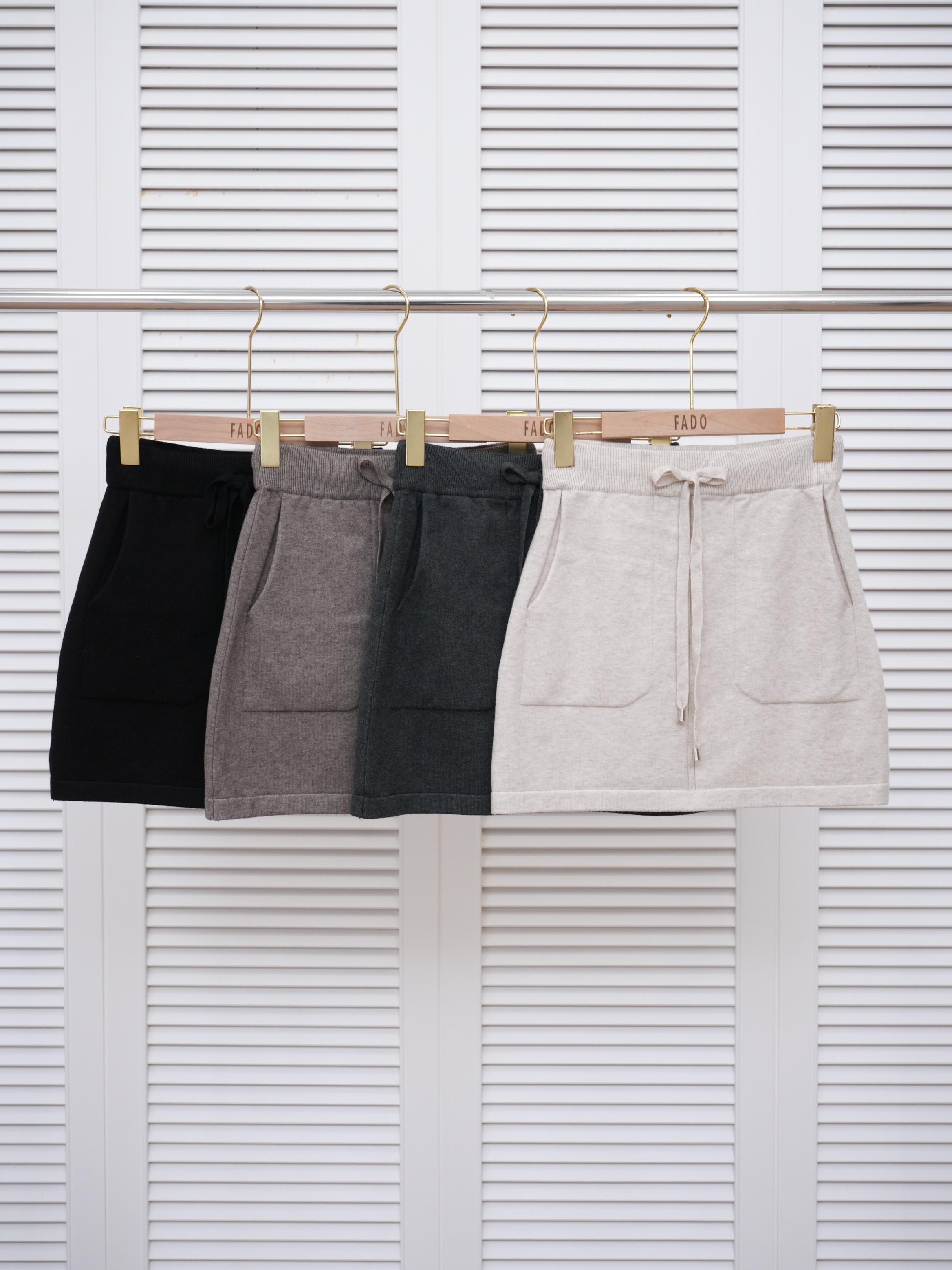 法朵Fado shop｜抽繩口袋針織短裙 4104001 四色