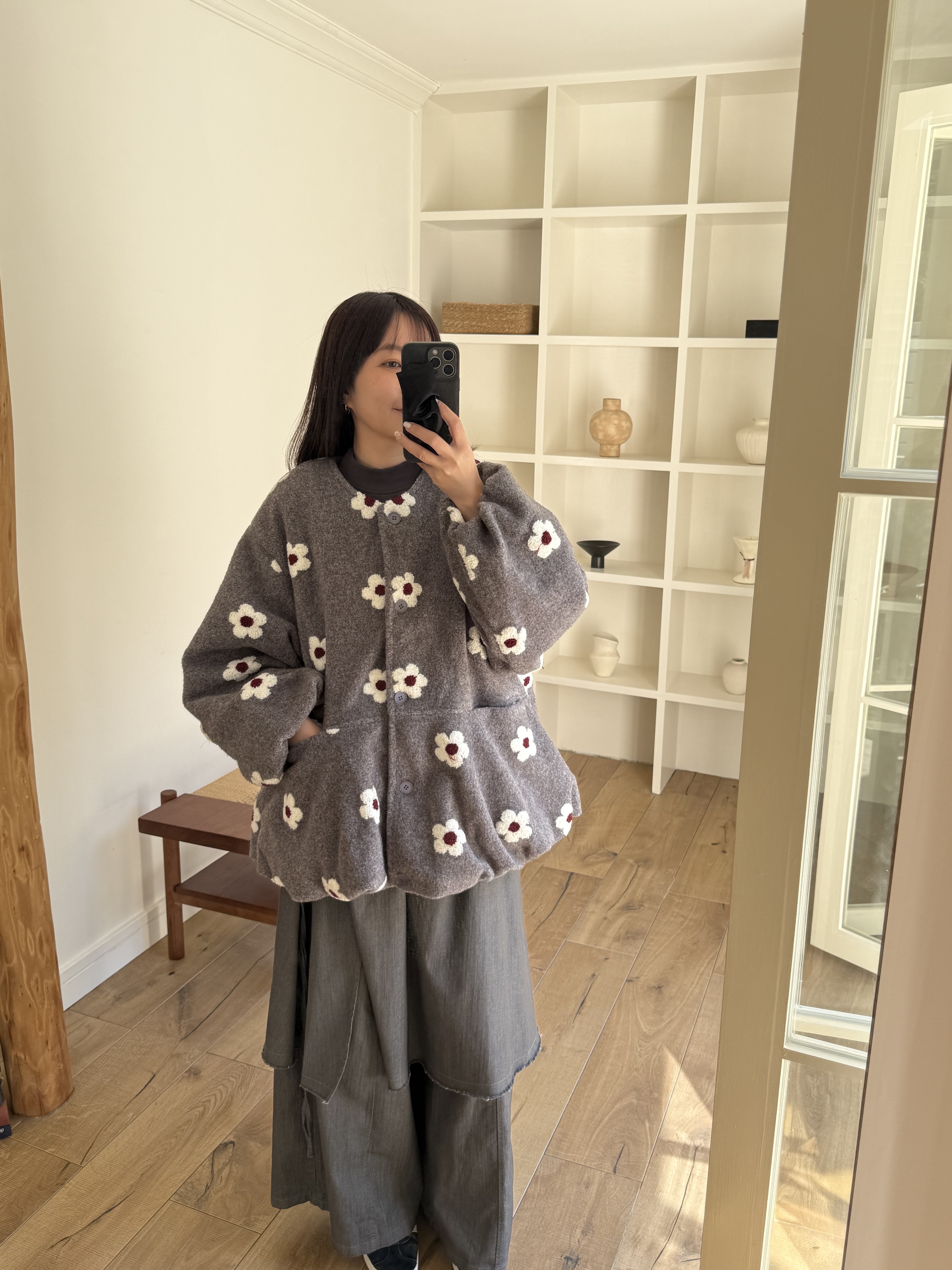 下襬花苞寬鬆花花外套