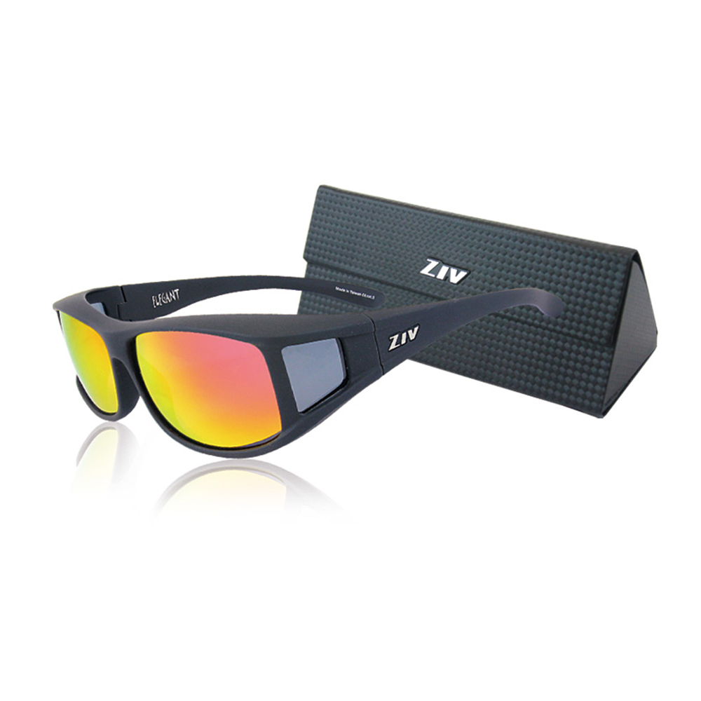 【ZIV】S100 023#87 外掛太陽眼鏡 (霧黑框/偏光灰片電黑紅多層鍍膜)