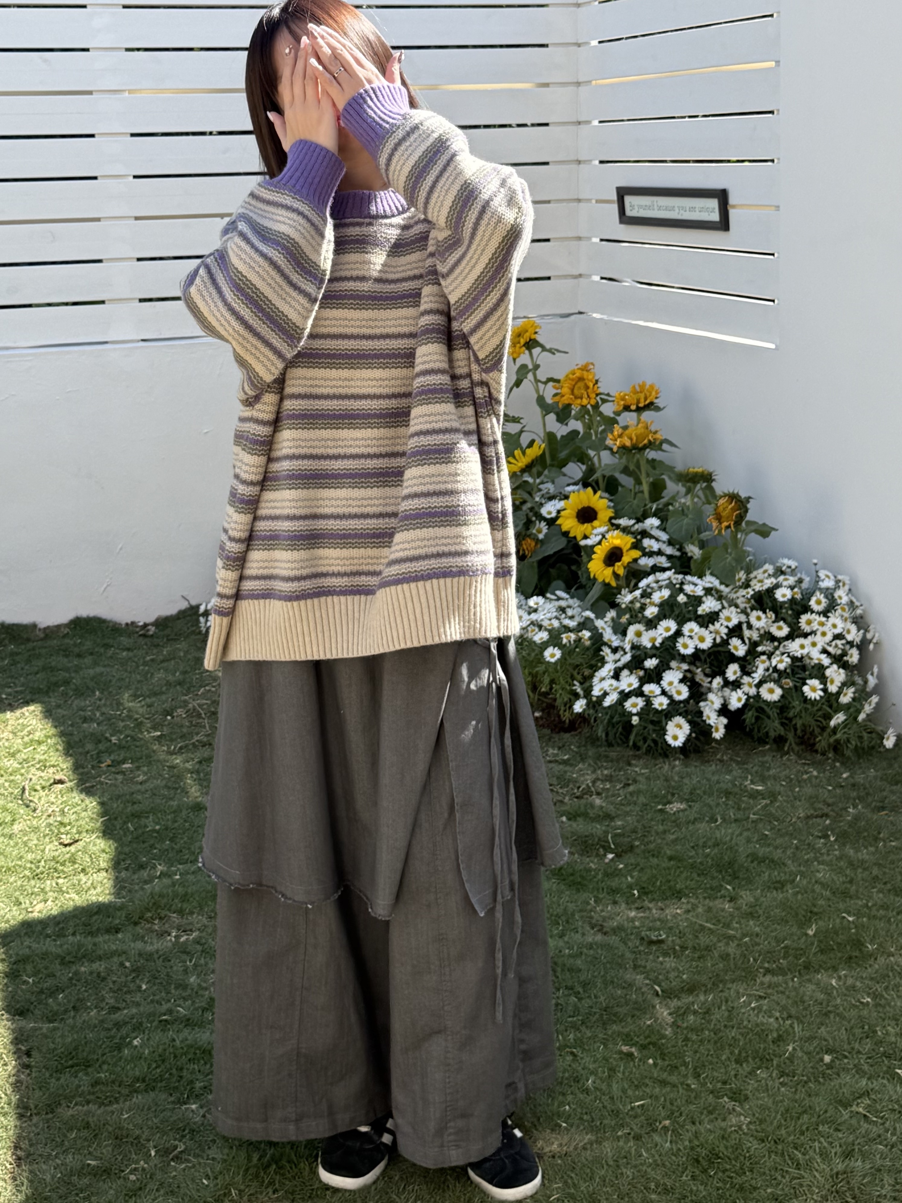 跳色波浪條紋毛衣