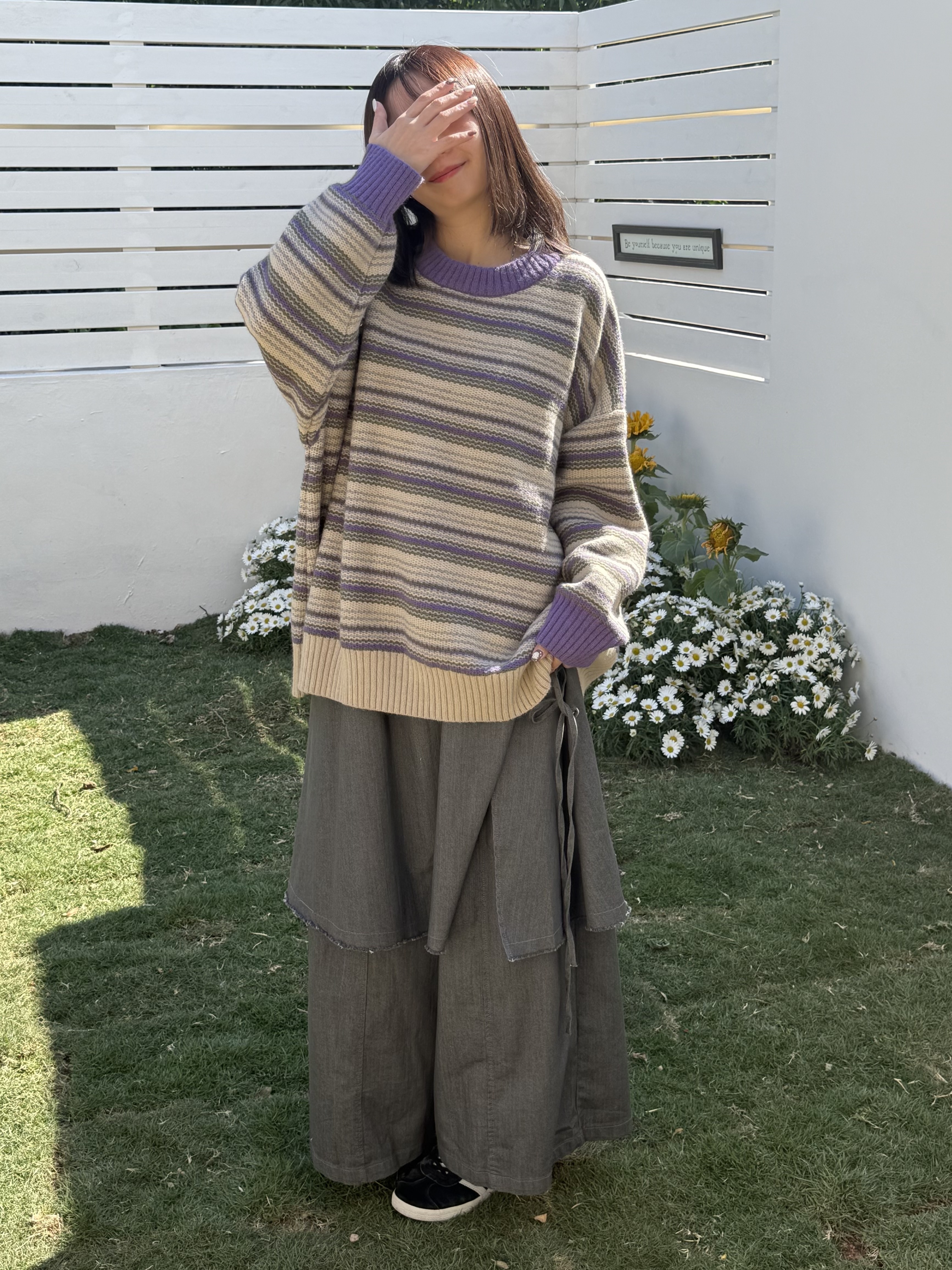 跳色波浪條紋毛衣