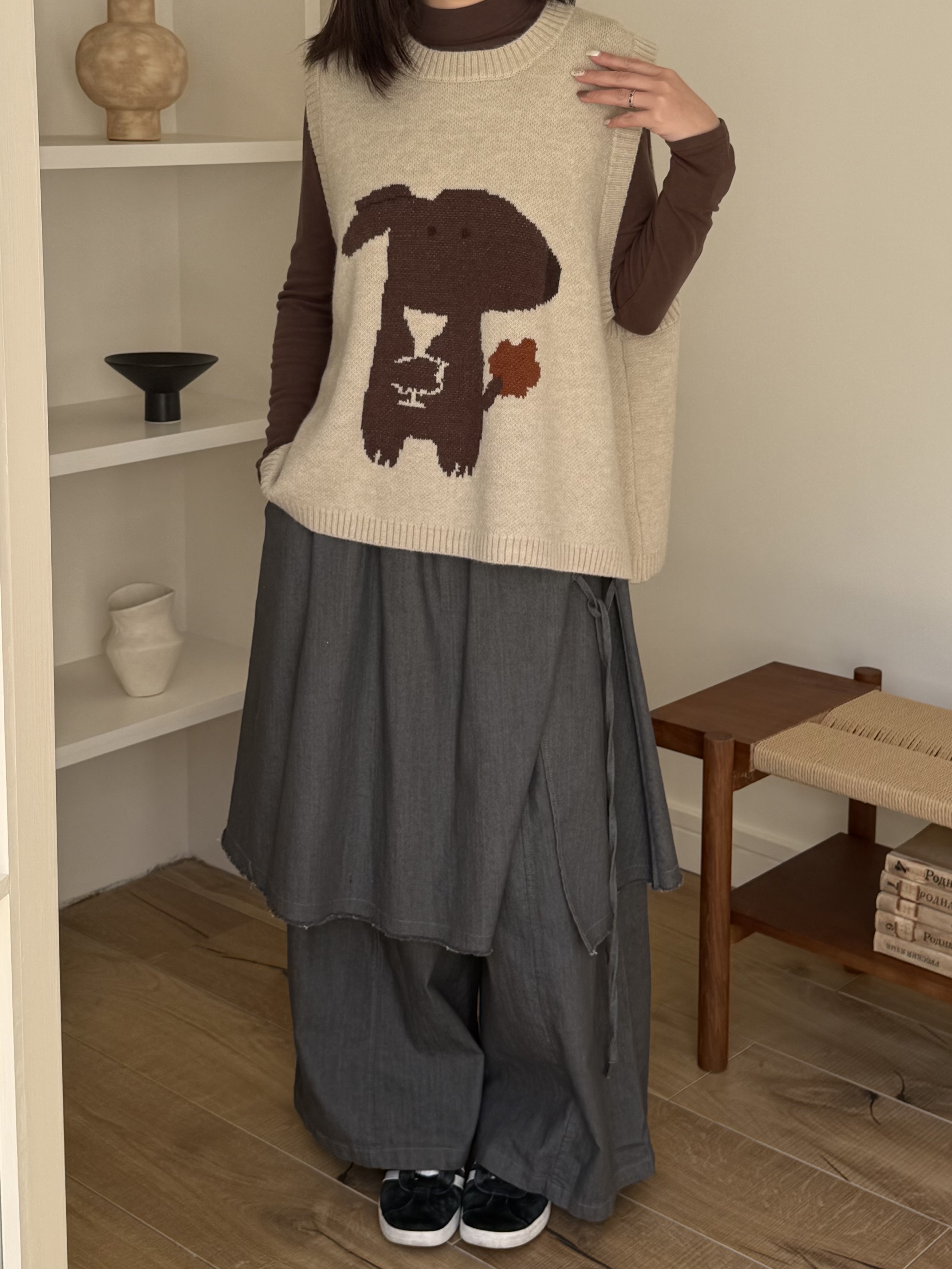 日系卡通針織背心