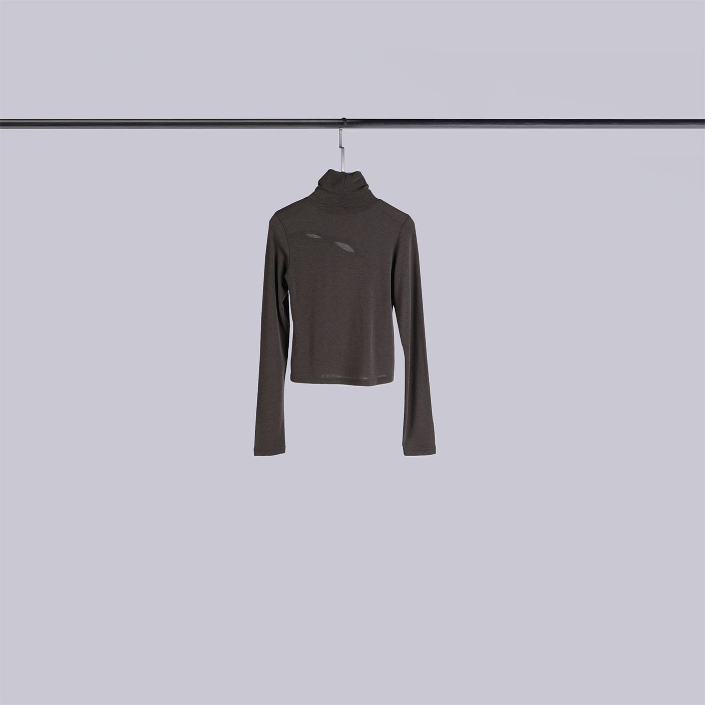 小性感挖洞高領上衣 | 卡其灰