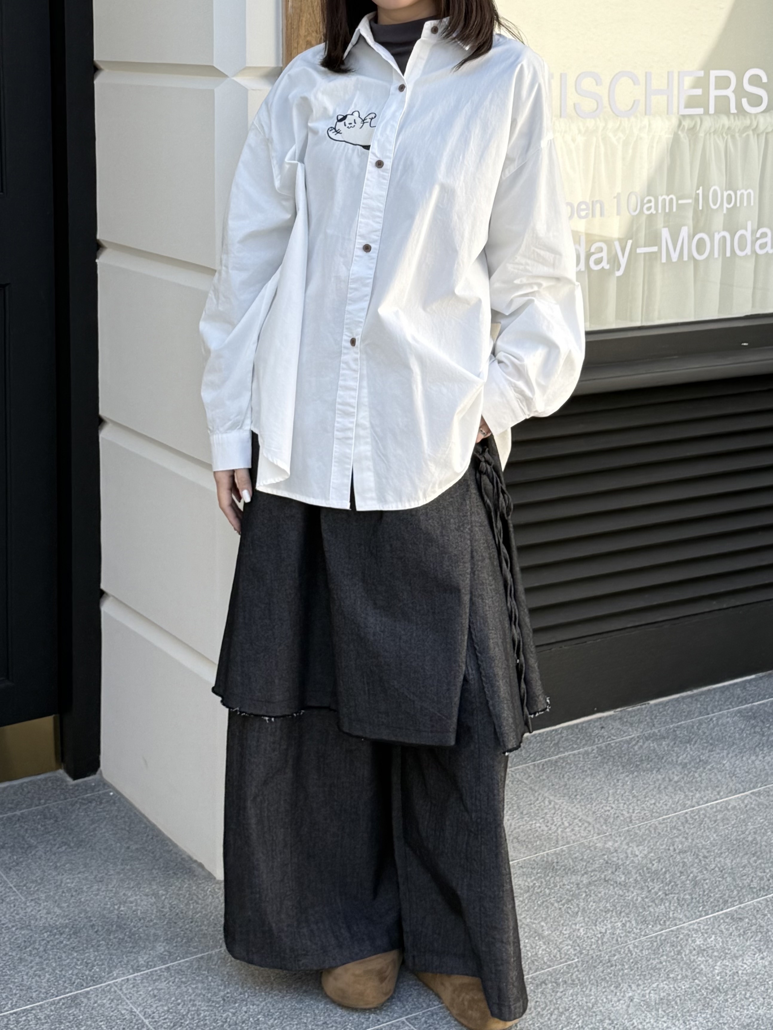 全鬆緊不規則寬褲