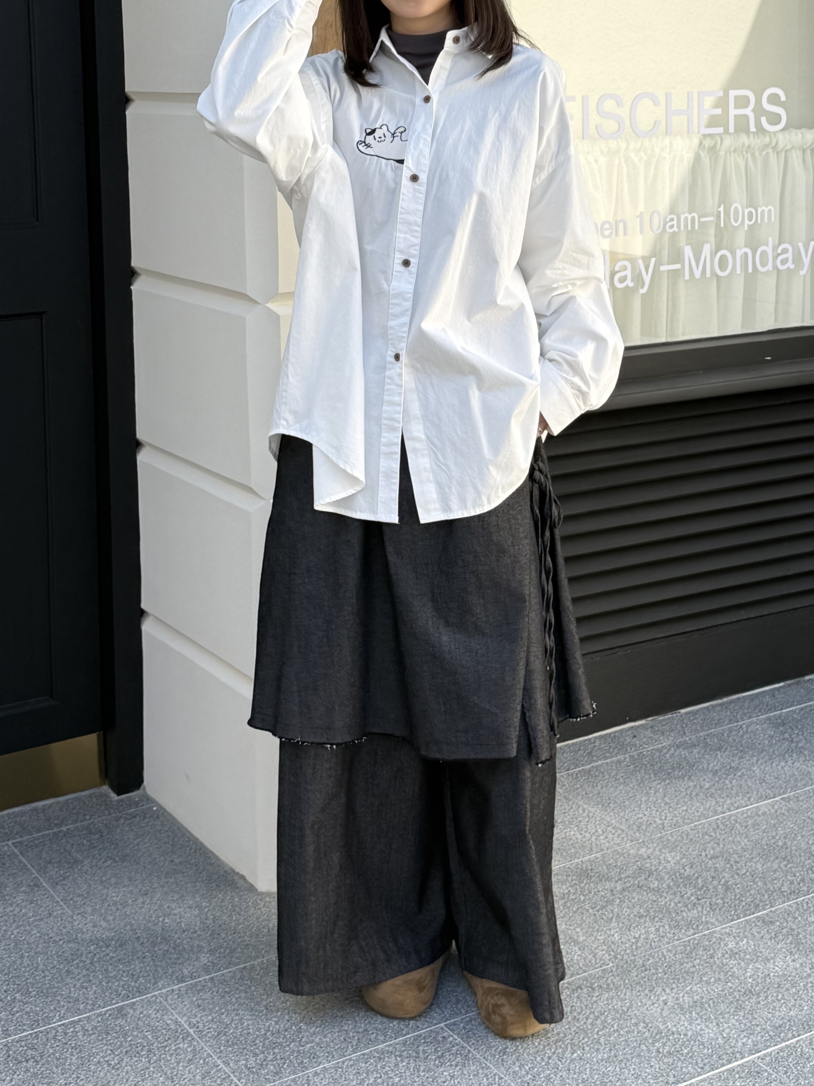 全鬆緊不規則寬褲