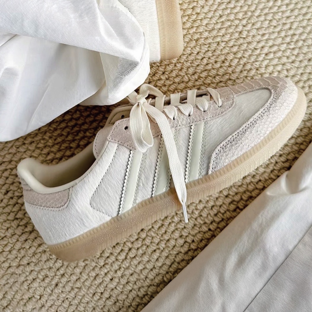 ADIDAS SAMBA OG 牛奶白 米白 米灰 馬毛 裂紋 焦糖底 女鞋 IH9148 / 調貨