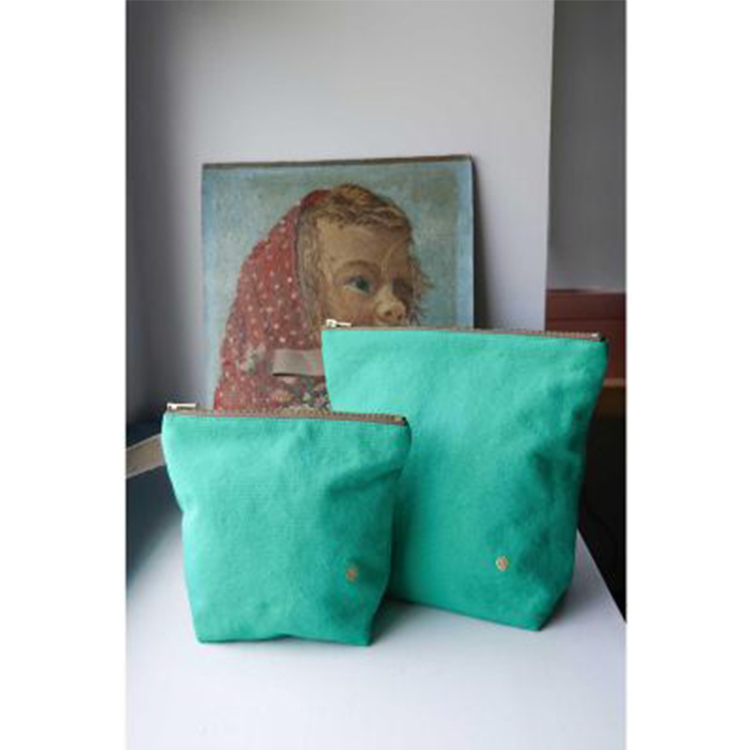 (預購3/31)法國La cerise sur le gâteau 有機棉防水手提收納袋-鼠尾草綠(小)