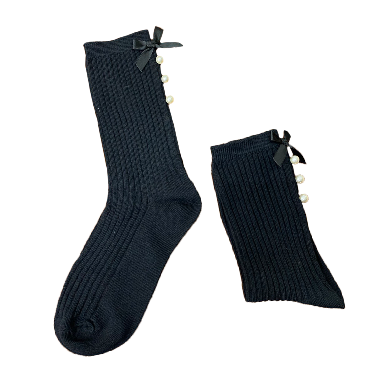 緞帶珠珠造型 韓版襪