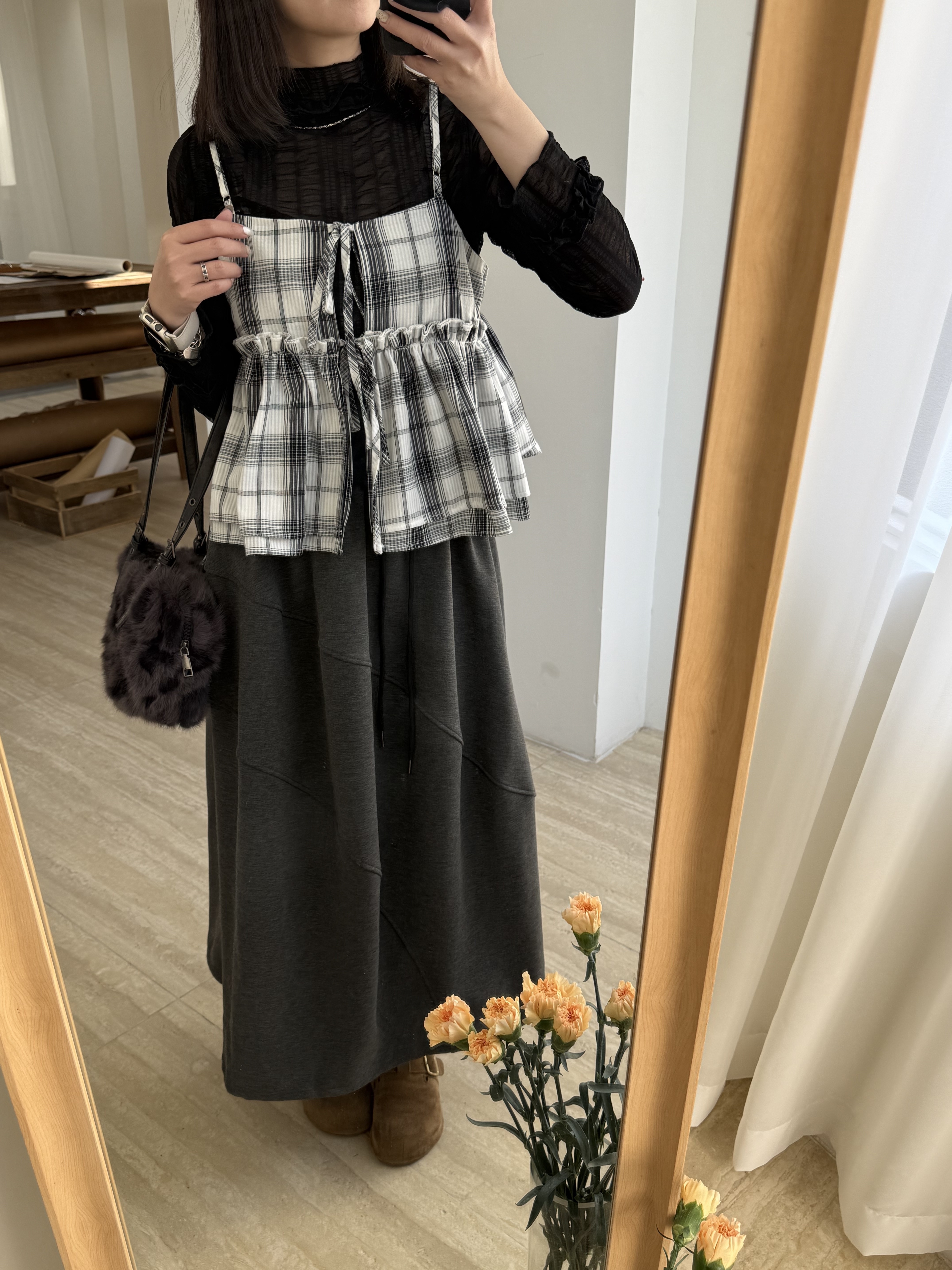 不規則線條太空棉長裙