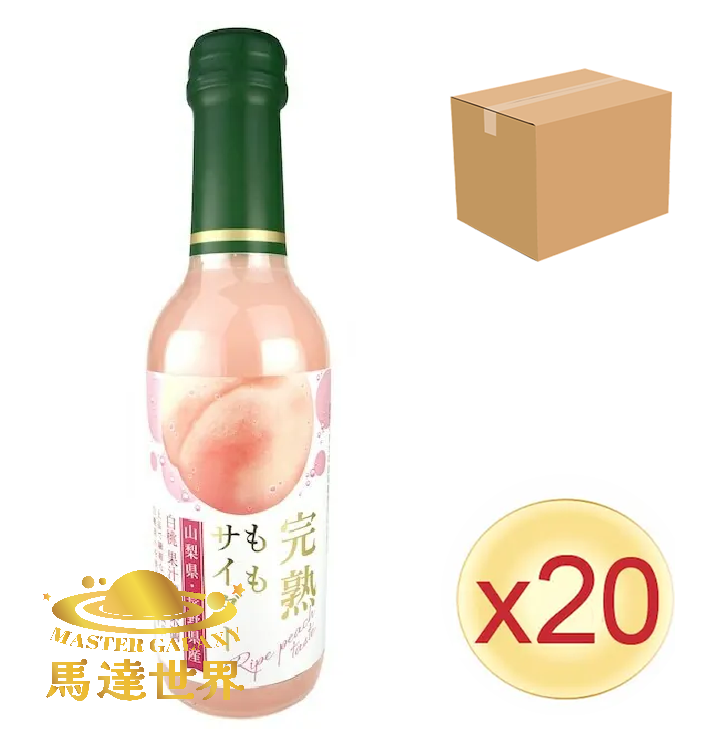 【原箱20支裝】完熟水蜜桃梳打汽水 果汁梳打 240ml 日本直送 此日期前最佳：2027/7/5