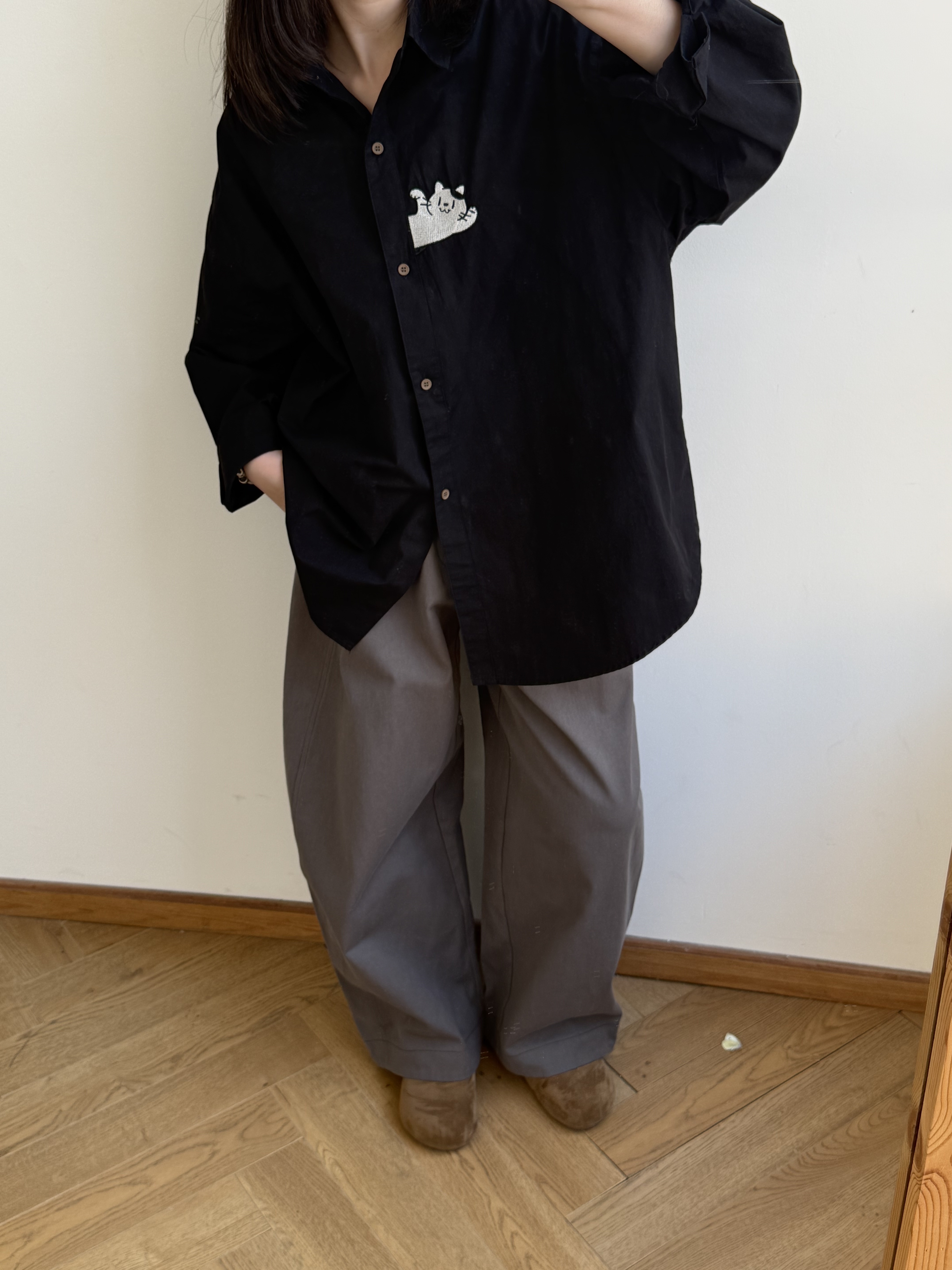 全鬆緊微彎刀褲