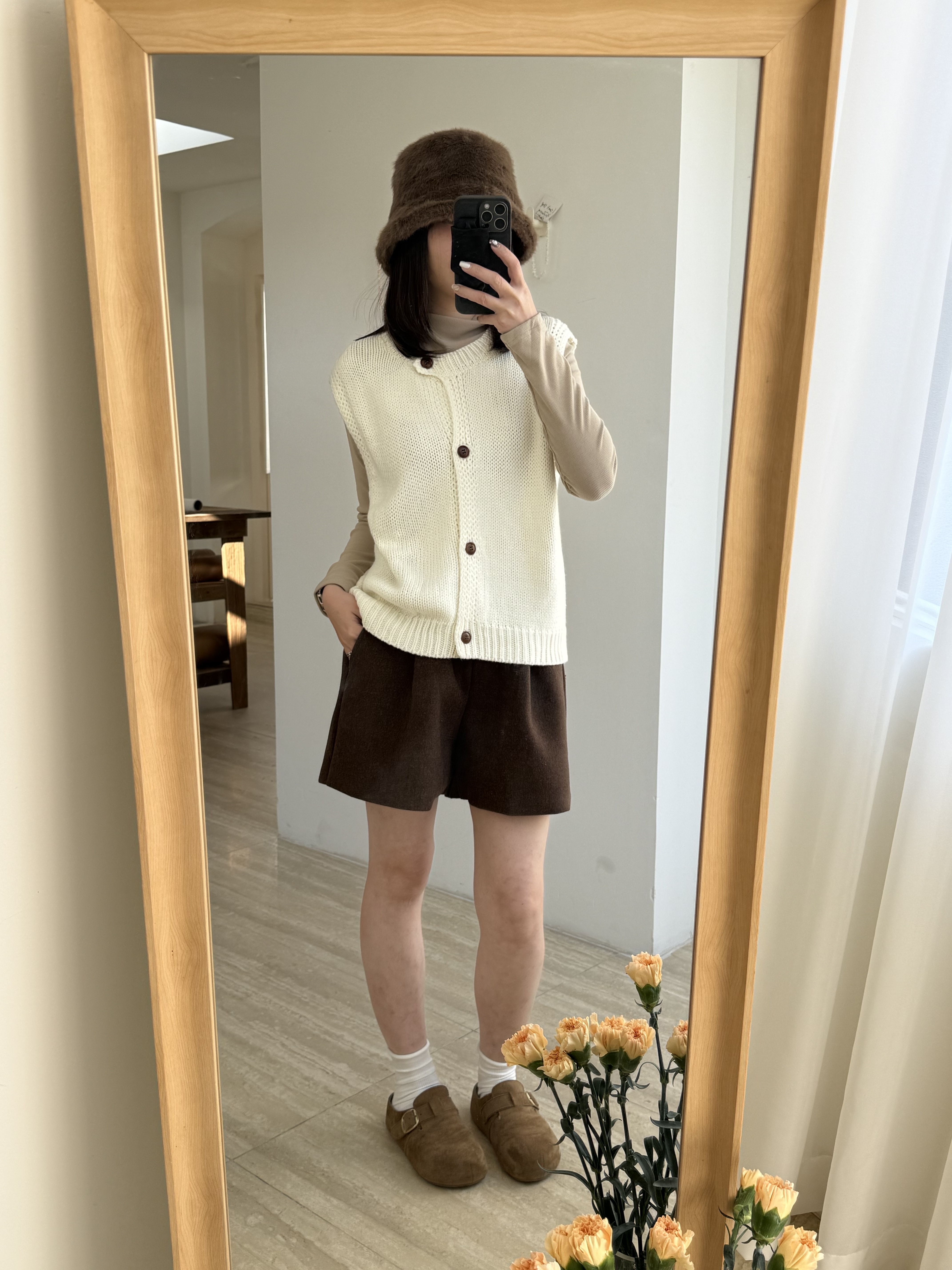 全鬆緊毛呢短褲