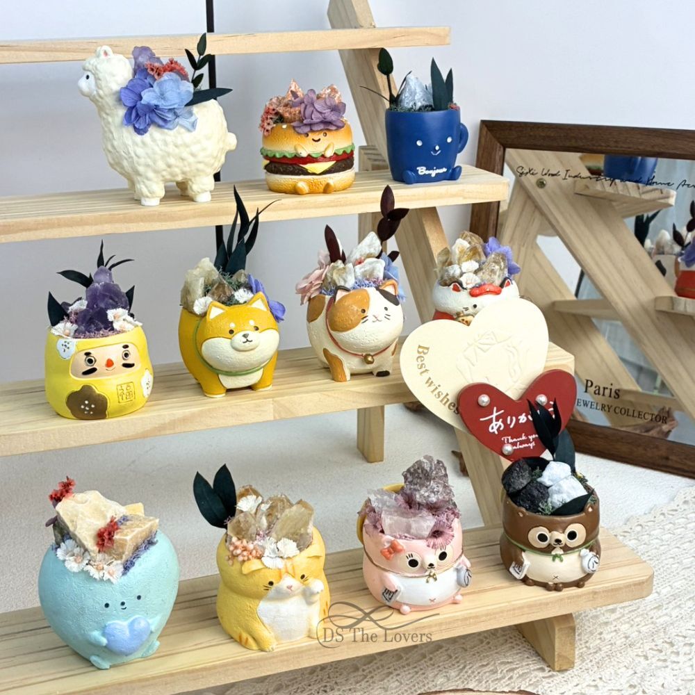 DS The Lovers『絮語時光』獨家設計款礦石永生花擺飾 永生花擺飾 礦石擺飾 招財貓 財犬 招財 可愛擺飾 水晶