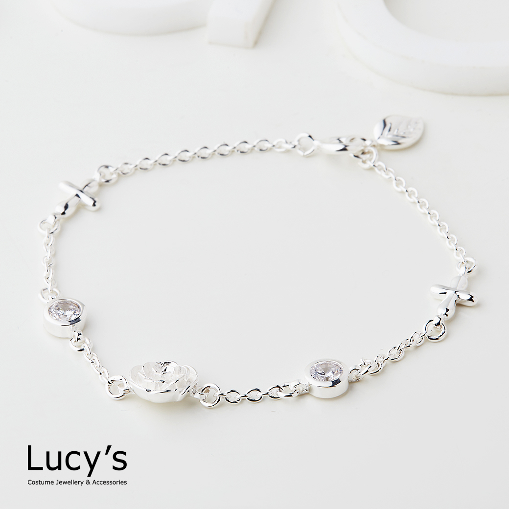 925純銀 十字薔薇 手鍊 (75743)