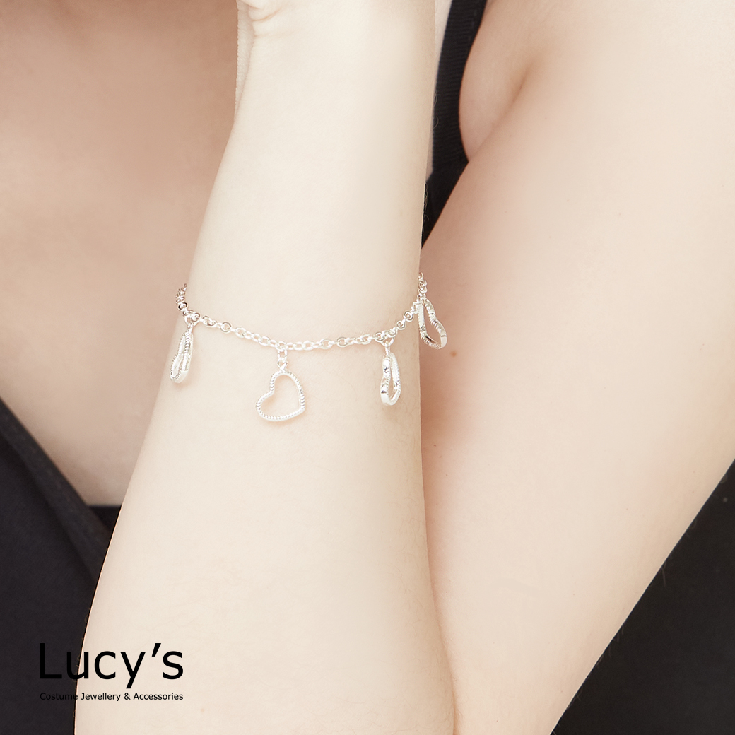 925純銀 心型圈 手鍊 (126020)