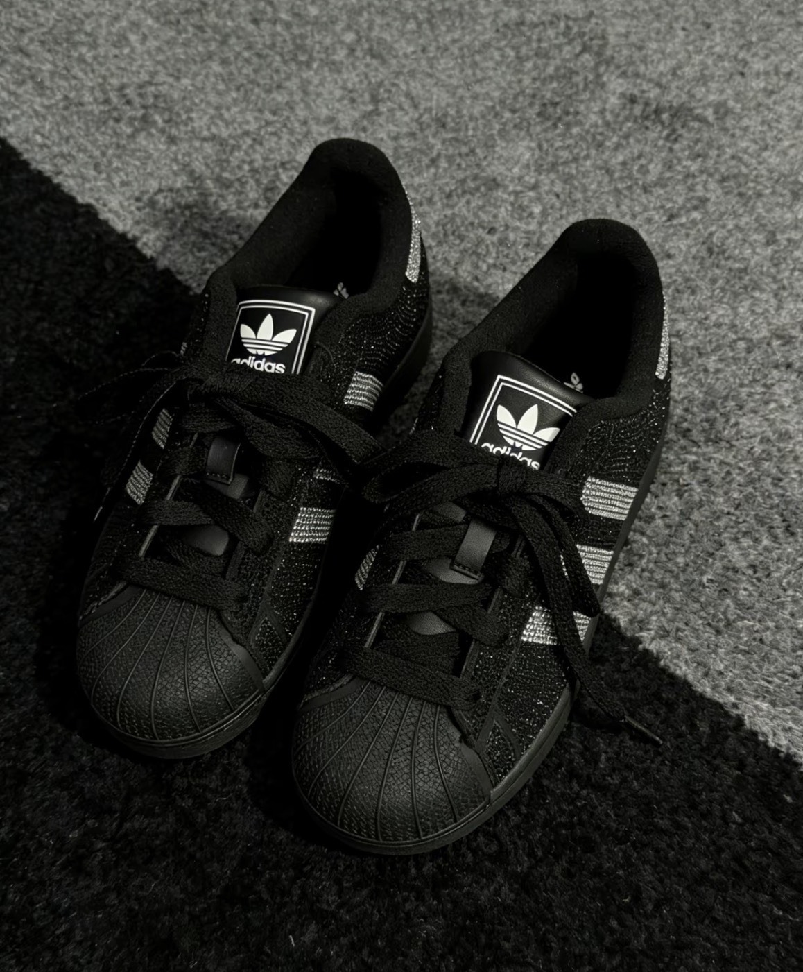 ADIDAS ORIGINALS SUPERSTAR 2 黑銀 閃鑽貝殼鞋