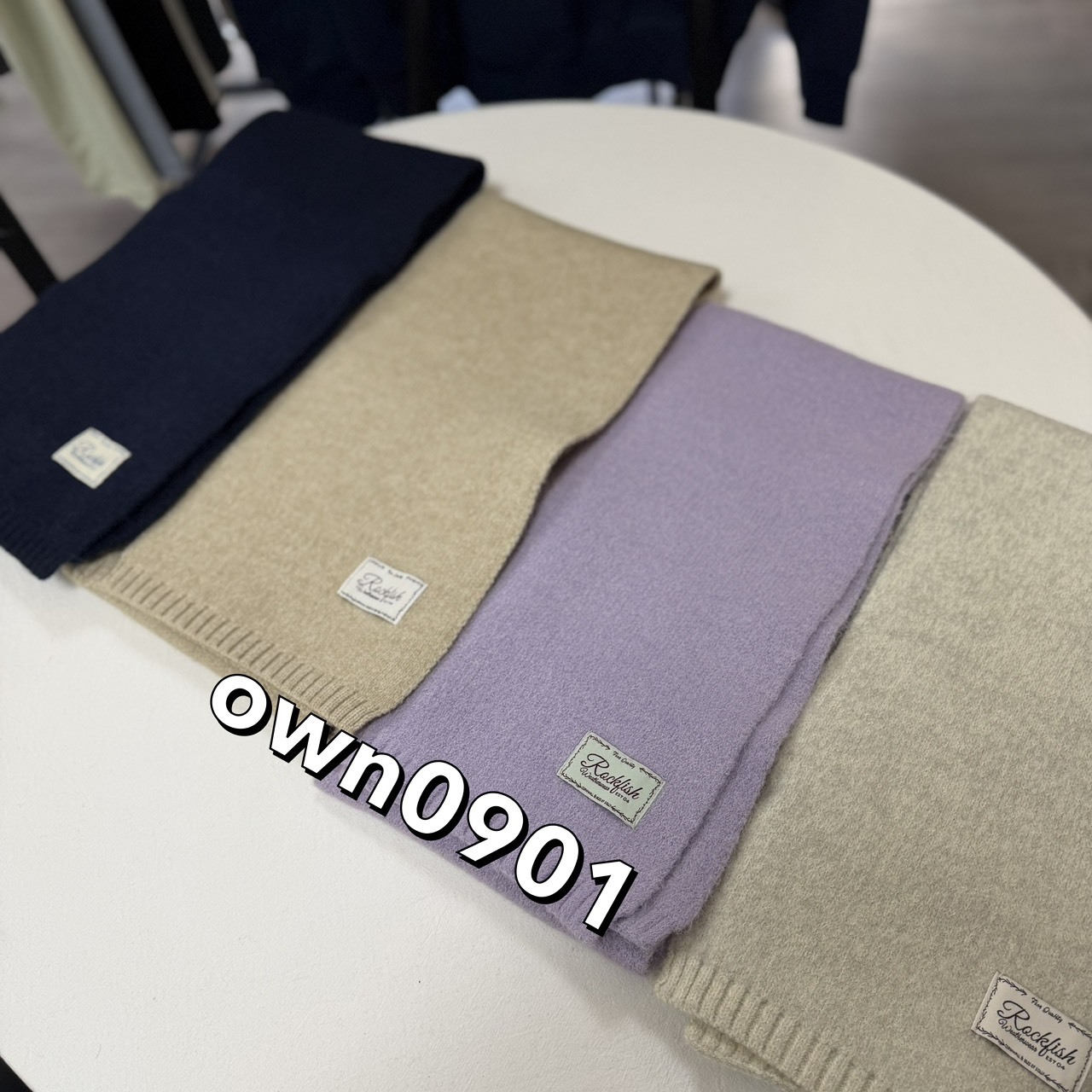 【OWN】RockFish 圍巾 針織 保暖 韓系 舒適 柔軟 不分男女 深藍色 淺灰色 卡其 薰衣草紫色