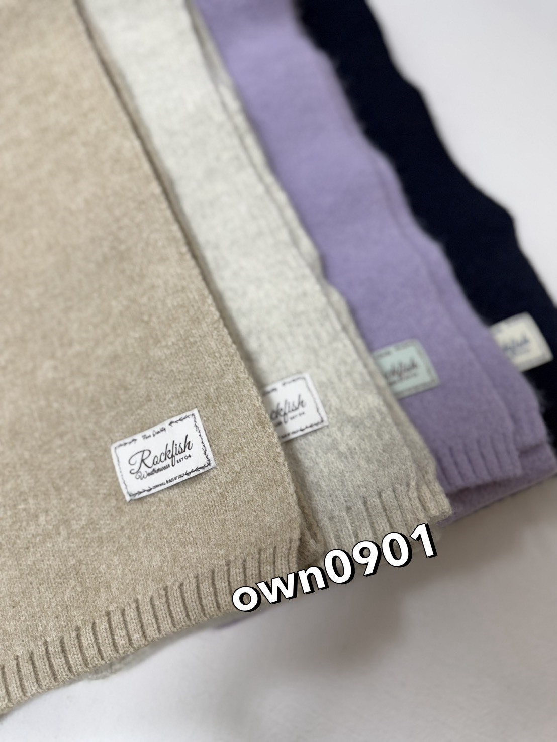 【OWN】RockFish 圍巾 針織 保暖 韓系 舒適 柔軟 不分男女 深藍色 淺灰色 卡其 薰衣草紫色