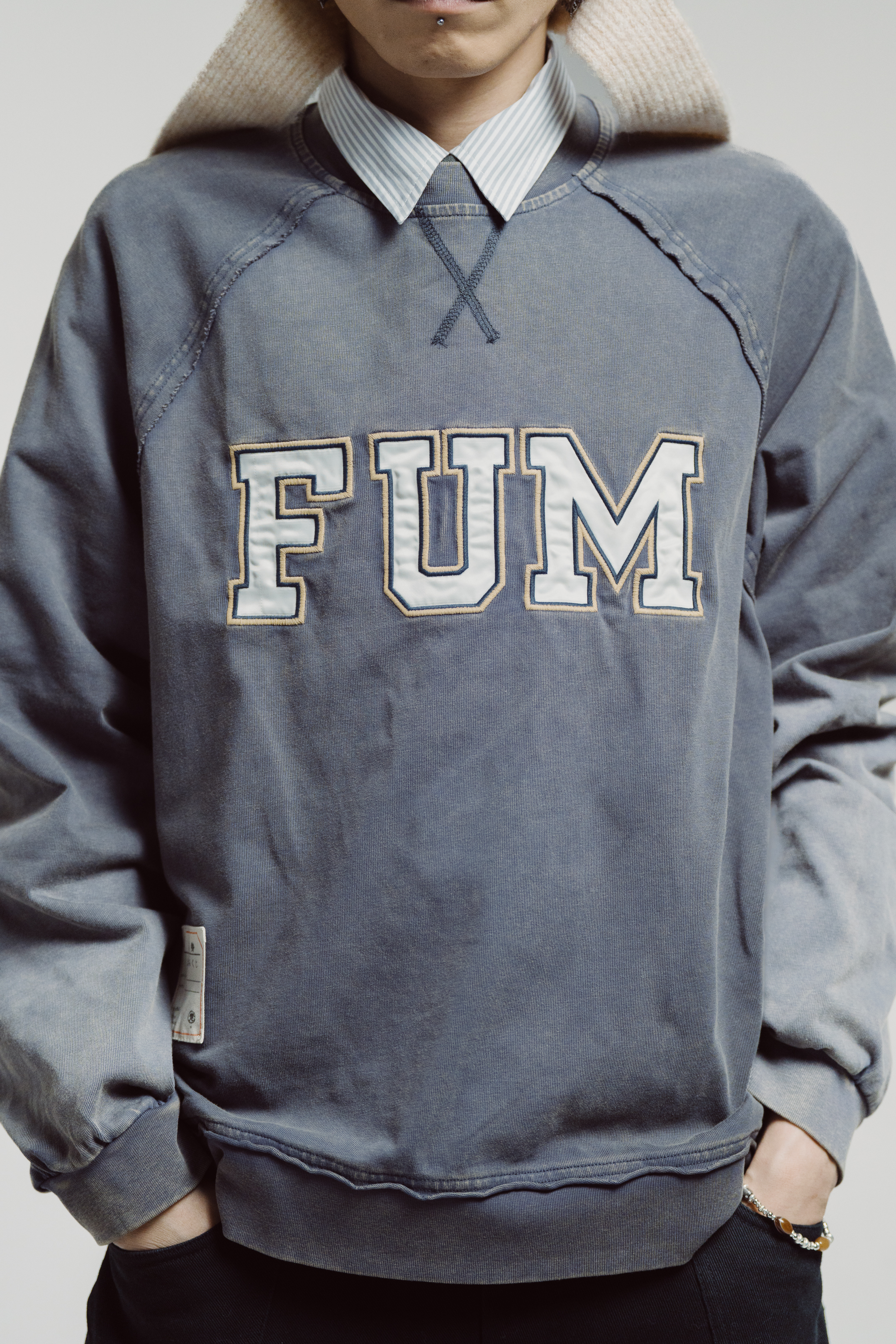 【pre-order】FUM Applique Washed Sweater｜Grey｜Hong Kong Original Design
