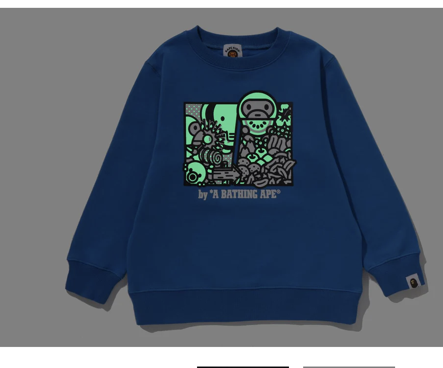 【BAPE童裝】0110 發售 夜光 BABY MILO FRIENDS GLOW IN THE DARK CREWNECK SWEATSHIRT